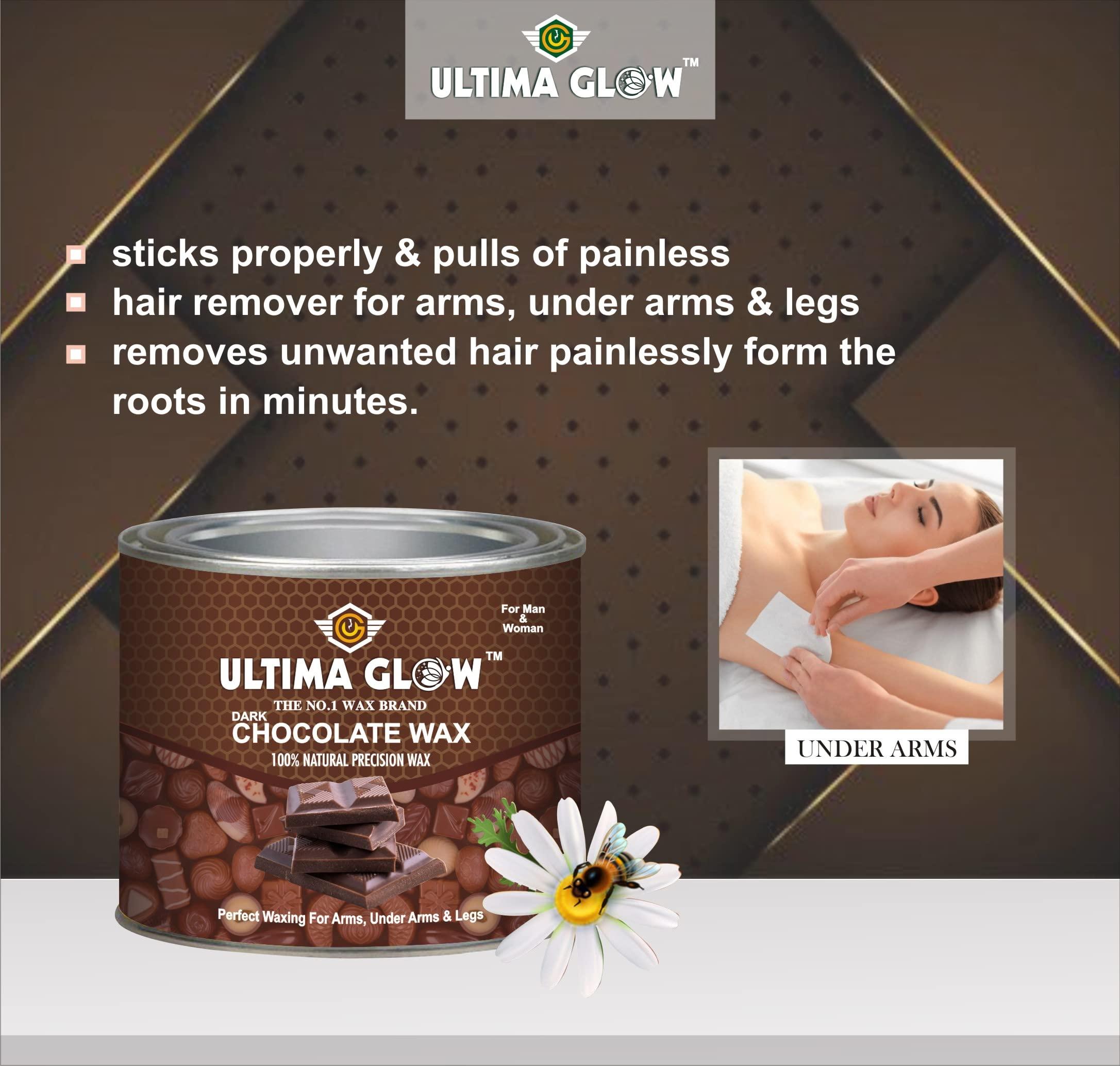 ULTIMA GLOW ULTIMA GLOW dark chocolate strip and stick gram Wax for glowing skin 600 gram wax full body Hair Removal Wax For Arms, Legs, Chest, Back, and Full Body | Men & Women | Tan Removal | All skin Type