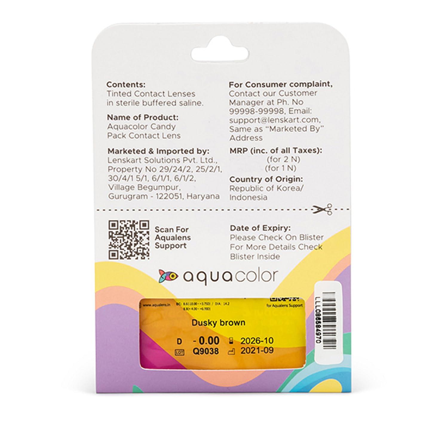 AQUALENS CONTACT LENSES Aquacolor Mystery Hazel Candy Pack Zero Power Colored Lenses (2 Lens/Box)