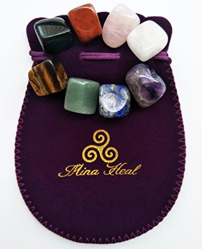 Mina Heal Mina Heal Chakra Stones Healing Crystals Set of 8 Tumbled and Polished for 7 Chakras Balancing Crystal Therapy Meditation Reiki or as Thumb Stones Palm Stones Worry Stones(Set of 8 Chakra Stones)