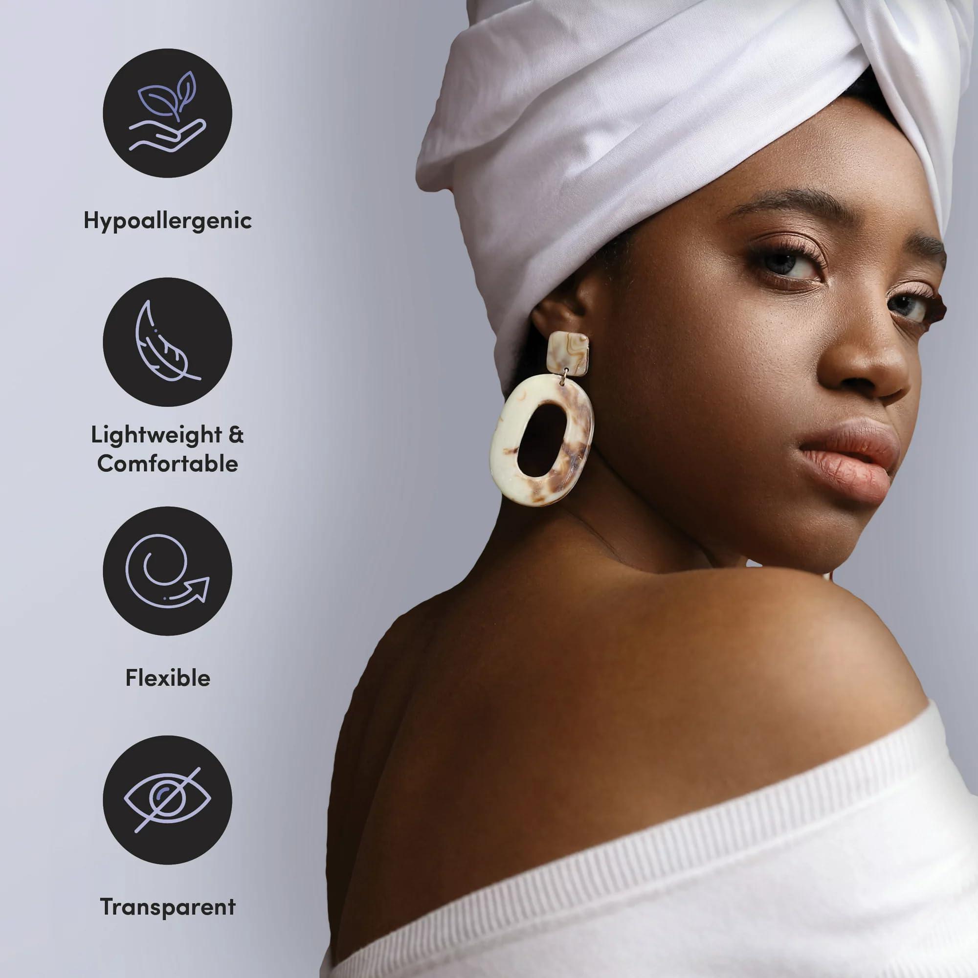 UCRAVO UCRAVO 90Ps Invisible Portable Earlobe Support Patches, Clear Earring Support tape, Earring Backs For Droopy Ears, Ear Care For Stretched Ear Lobes Makes Wearing Earrings for Women more comfortable