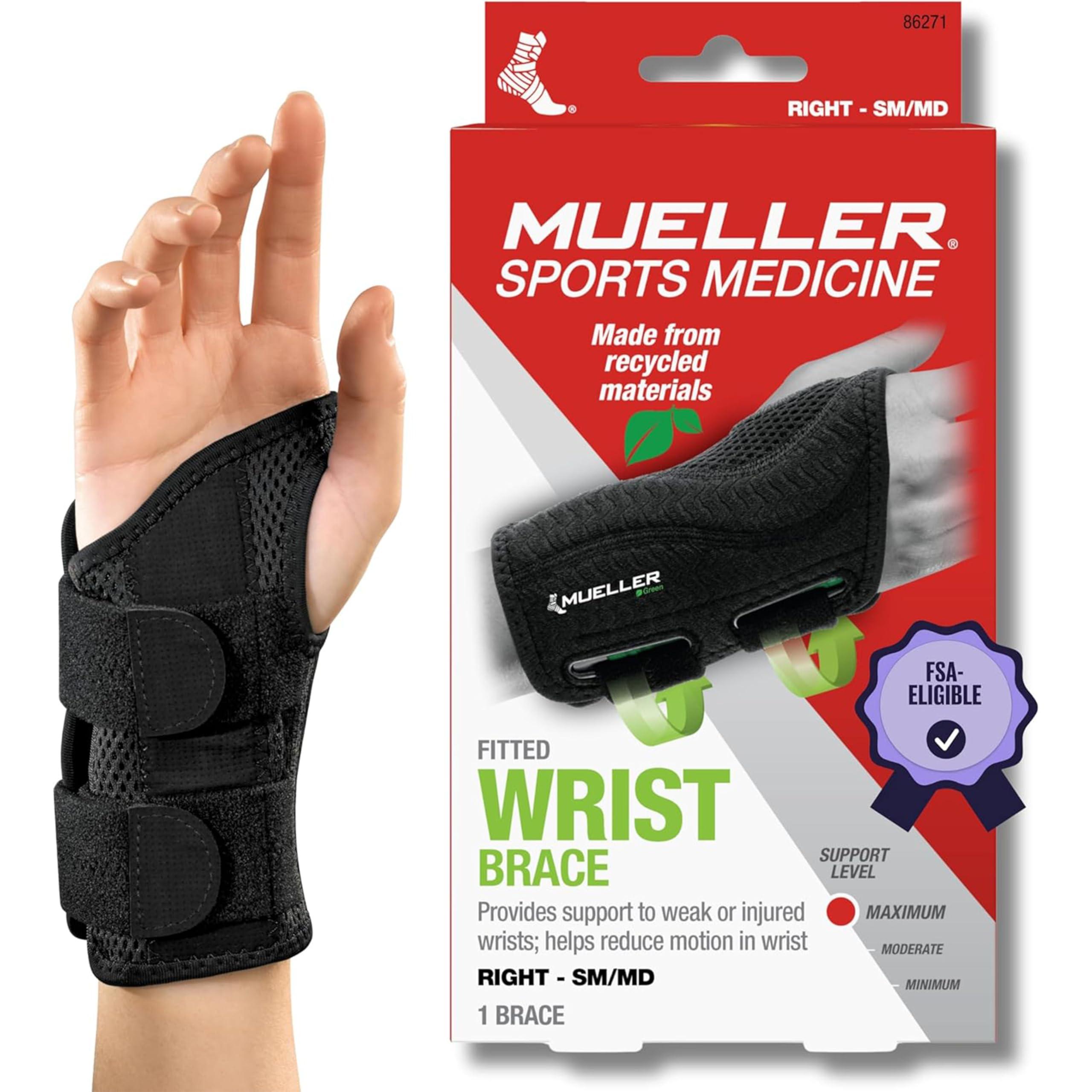 MUELLER Mueller Fitted Wrist Brace Green Line Number 86271 - Right Fitted Wrist Brace - SM/MD 5-8\"