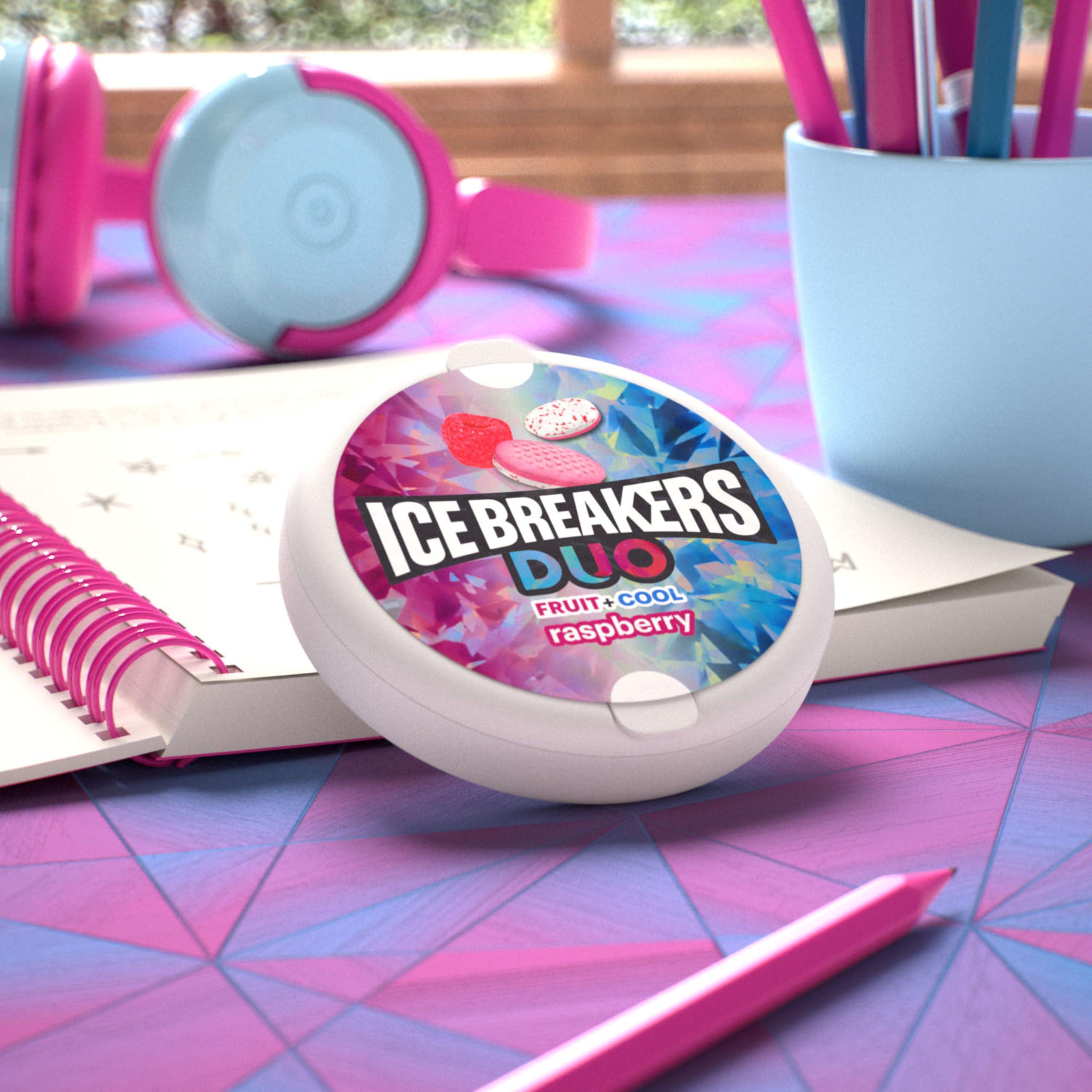 Ice Breakers Ice Breakers Duo Fruit + Cool Mints, Raspberry, 36 G, 8 Pack, Pink & White, (72336), 294 Gm