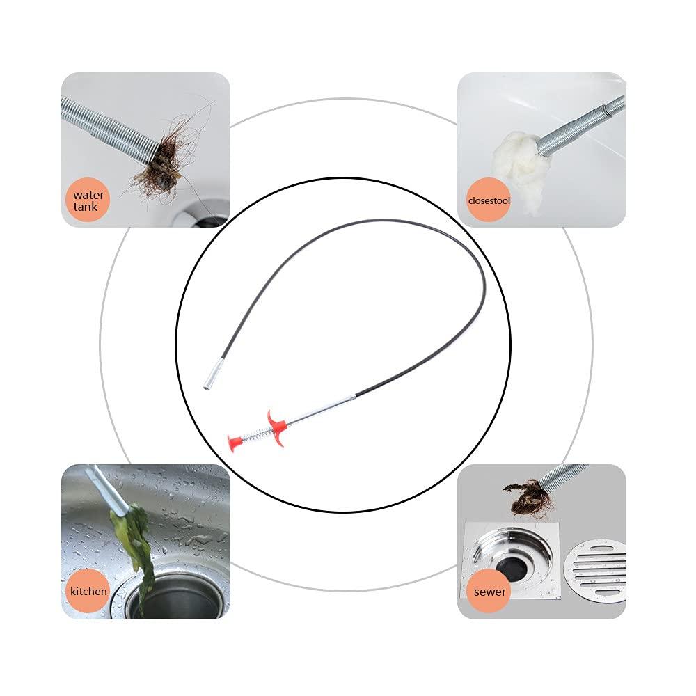 ALINNA ALINNA Flexible Grabber Claw Pick Up Reacher Tool With 4 Claws Bendable Hose Pickup Reaching Assist Tool for Litter Pick, Home Sink, Drains, Toilet(24 Inches) Silver