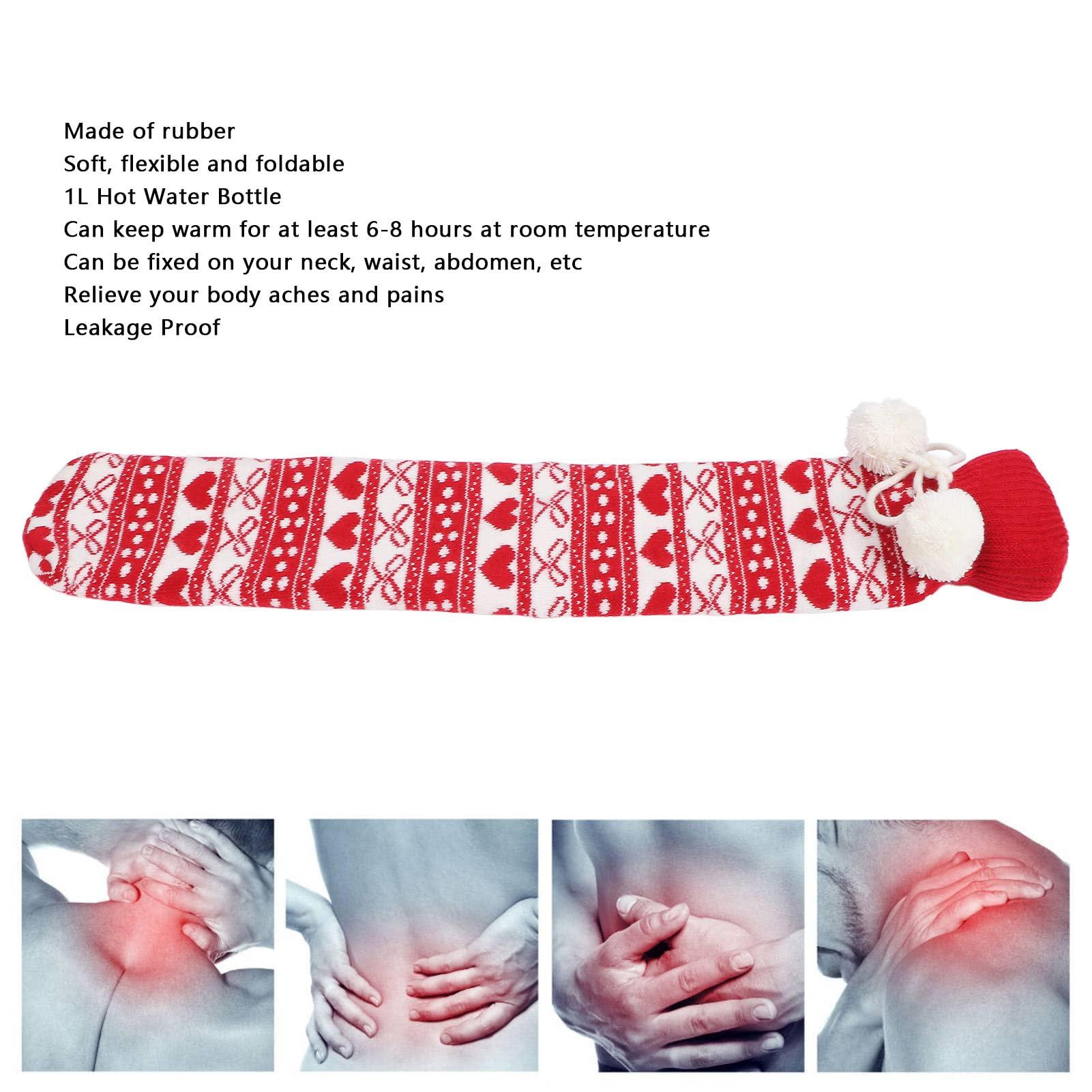 Meiyya Hot Water Bottle, Safe 1L Foldable Portable Soft Flexible Hot Water Bag with Knitted Cover for Neck Waist for Abdomen for Men Women(Butterfly)