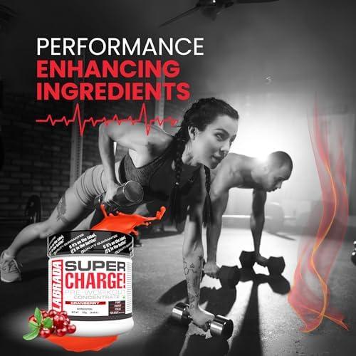 Labrada Labrada Super Charge Pre-Workout 315g, Cranberry (63 Servings | 0.75 L-Arginine | 375mg L-Citrulline Malate | 2g Beta Alanine | 150mg Caffeine Anhydrous | 250mg Ashwagandha Extract)