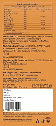 6rasa 6rasa Kashaya - Herbal Tea | 15 Ayurvedic Spices | Kadha Mix | Caffeine Free | 100% Natural Kashaya - The Original Tea Bags | No Added Sugar (2.5 g Each) (Pack of 3, 30 Dip Bags)