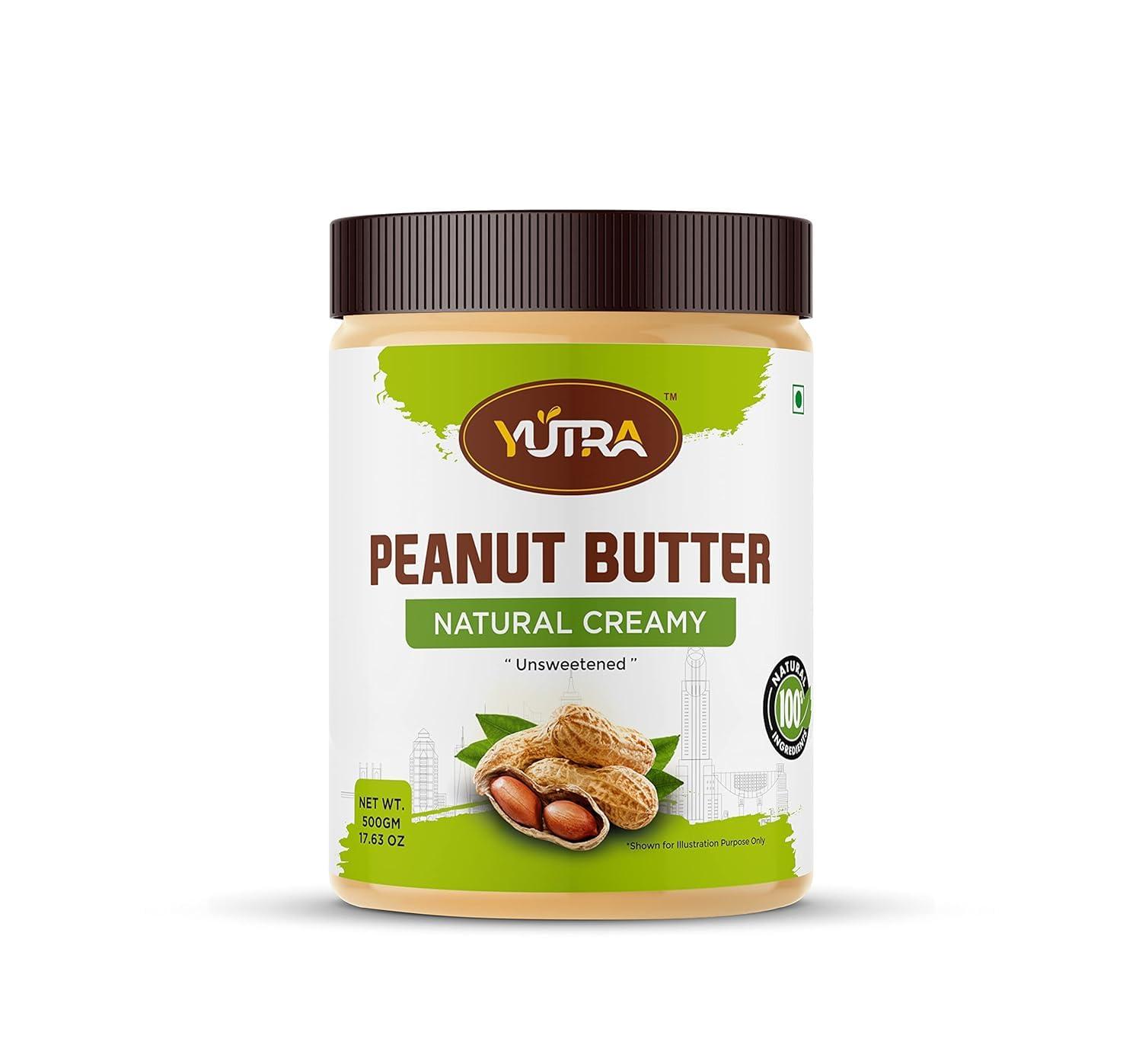YUTRA YUTRA All Natural Peanut Butter, Unsweetened,Pure Roasted Peanuts, High in Protein Spread, Gluten- and Cholesterol-Free, Nut Butter 500 Gm(Na-Creamy+Na-Crunchy+Ch-Creamy)(Pack of 1)