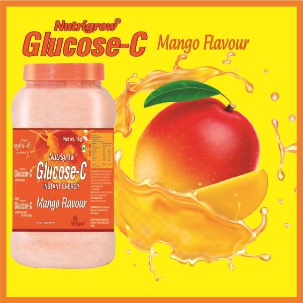 NUTRIGROW Nutrigrow Glucose-C 1kg (Pack of 1, Mango)/ Refreshing Summer Drink/Instant Energy Drink/Glucose Powder