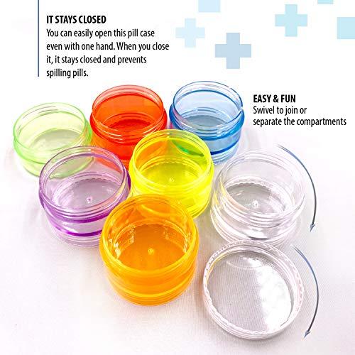 Deke Home 2 Pack Rainbow 7 Day Stackable Pill Organizer case Tower Box Medicine Planner Small case (Seven Day Weekly Travel Container) Medication, Vitamin Holder Organizer Pillbox Dispenser. Daily Organizers