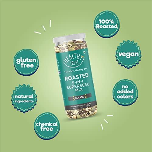 Healthy Treat Healthy Treat Roasted 5 in 1 Super Seeds Mix Combo 1.5 kg (Pack of 10-150 gm Each) | Trail Mix | Seeds Mix | Roasted Seeds Mix for eating | A blend of Pumpkin seeds, Flax seeds, Watermelon seeds, Chia seeds, and Sesame seeds | Mixed Seeds for Weight 