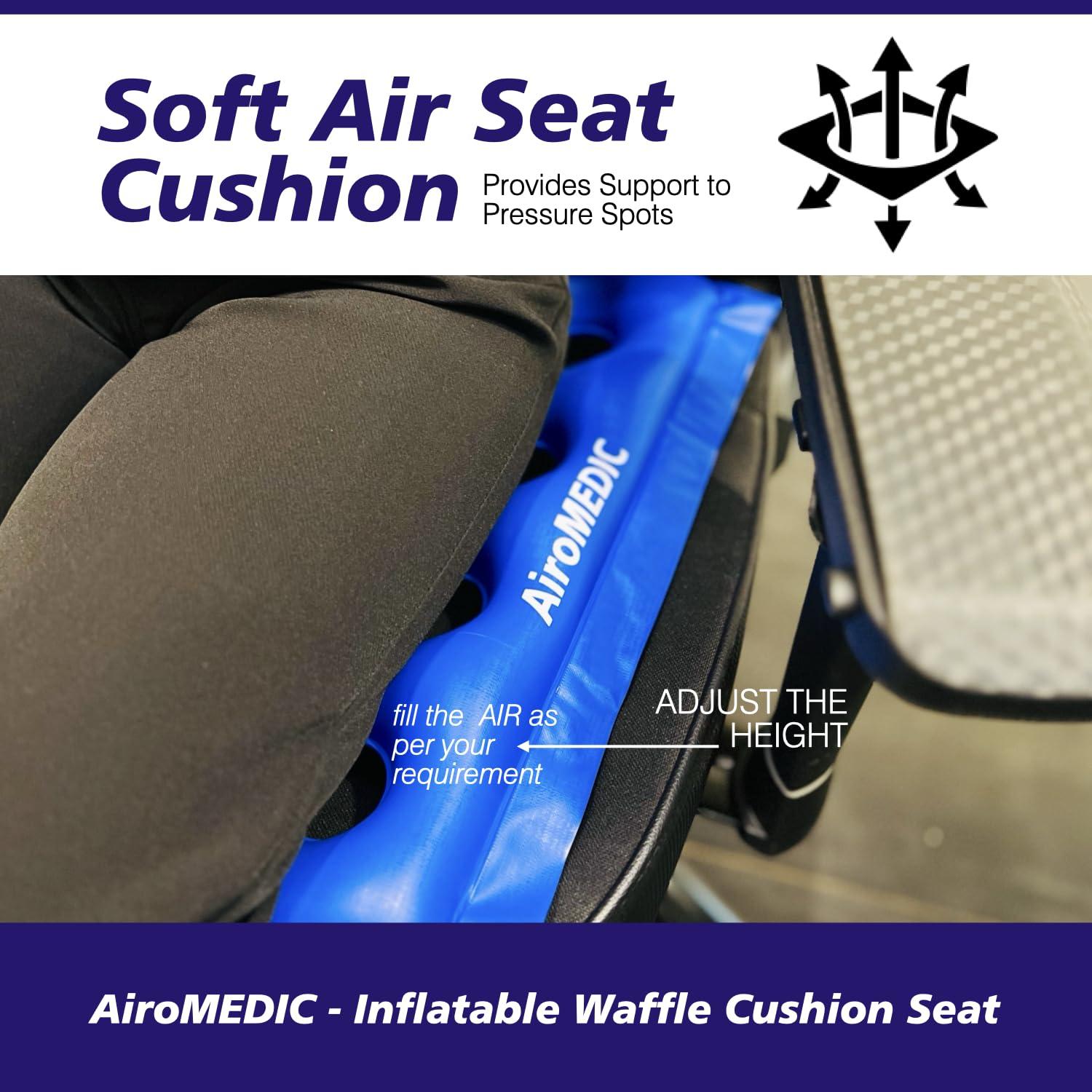 AiroMEDIC AiroMEDIC AiroWAFFLE Waffle Cushion for Pressure Sores Chair from, Inflatable Air Cushion for Pressure Relief with Pump - Blue (17.5x17.5 Inches)