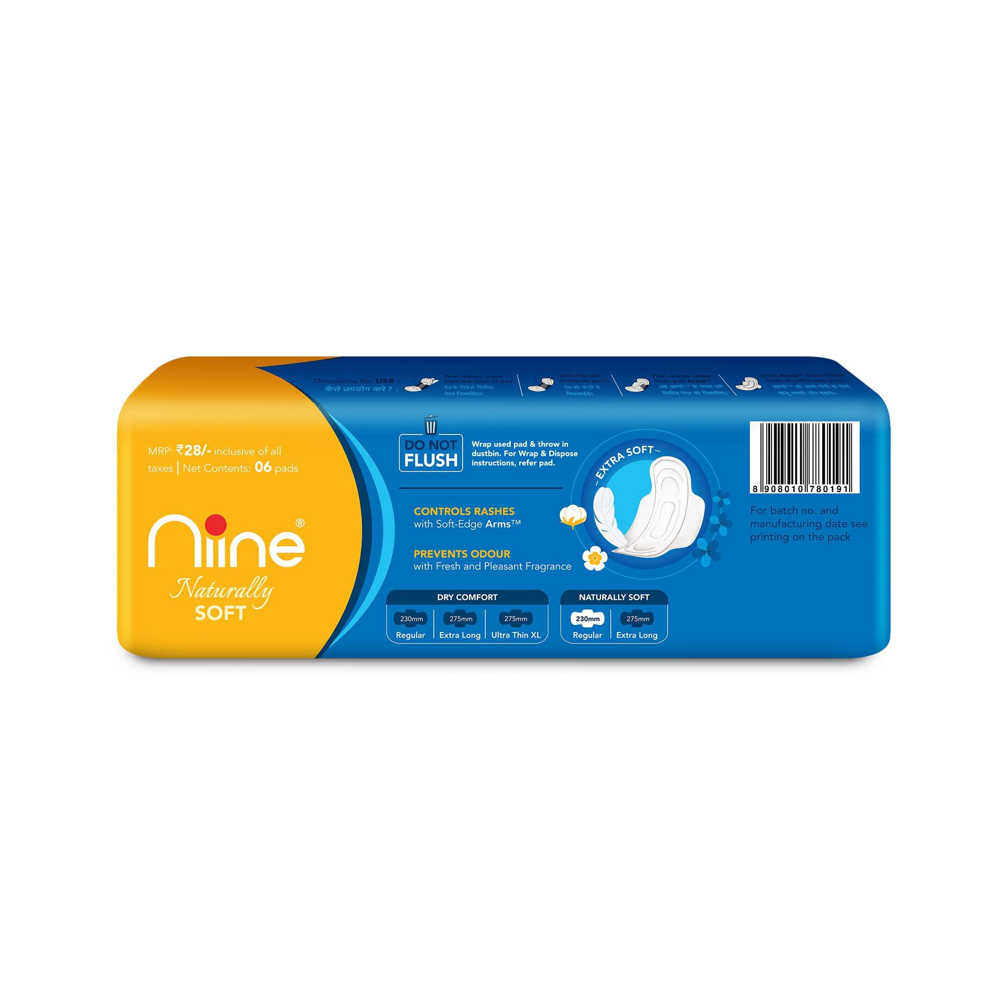 NIINE NIINE Naturally Soft Regular Sanitary Pads for women, (Pack of 10), 60 Pads Count