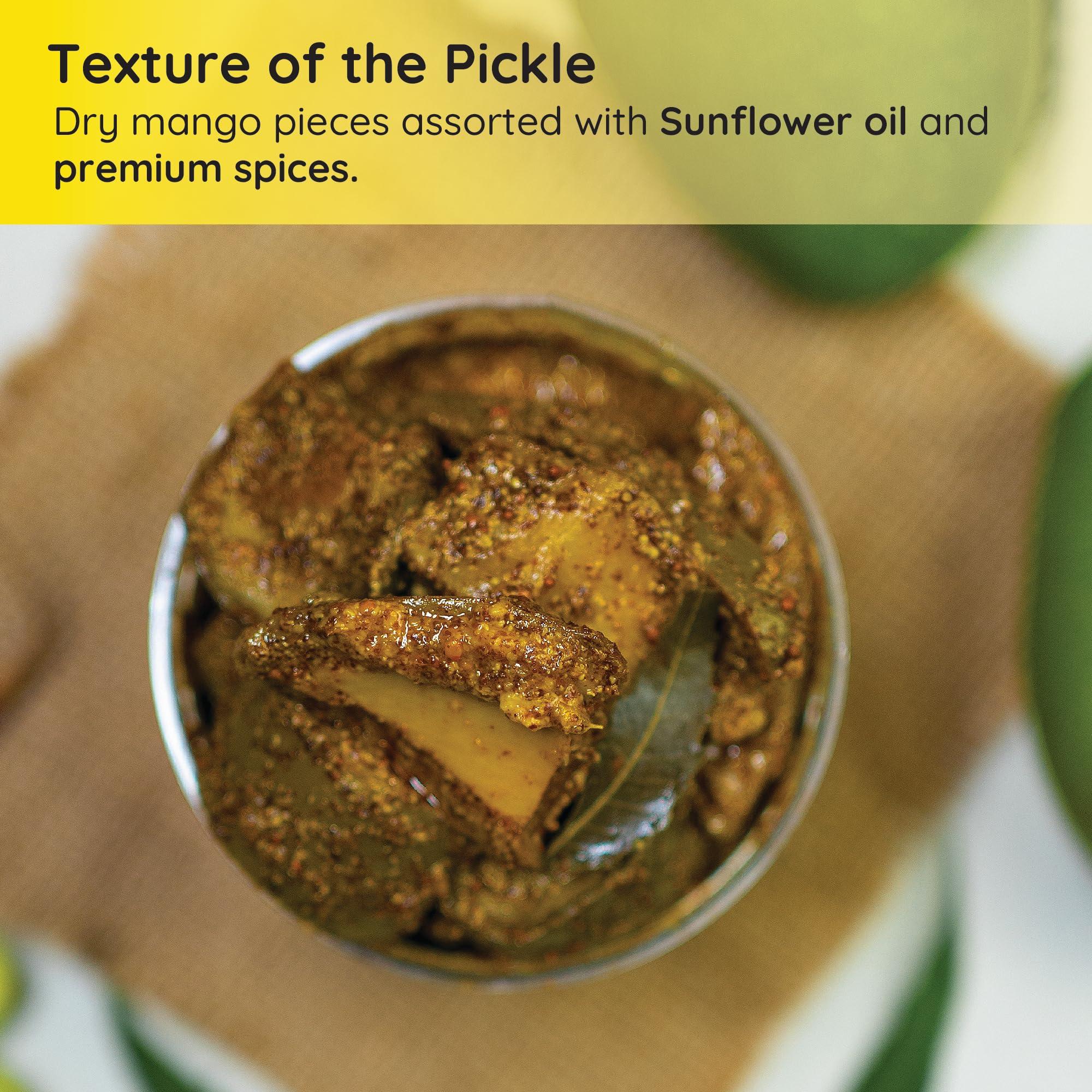 Farm Didi FarmDidi Mango Pickle 1kg Mango Pickles Homemade | Traditional Indian Achar | Less Oil Aam ka achar home made Pickle in fresh | Dry Sukha Aam Ka Achaar made with Organic Methods & Preservative free