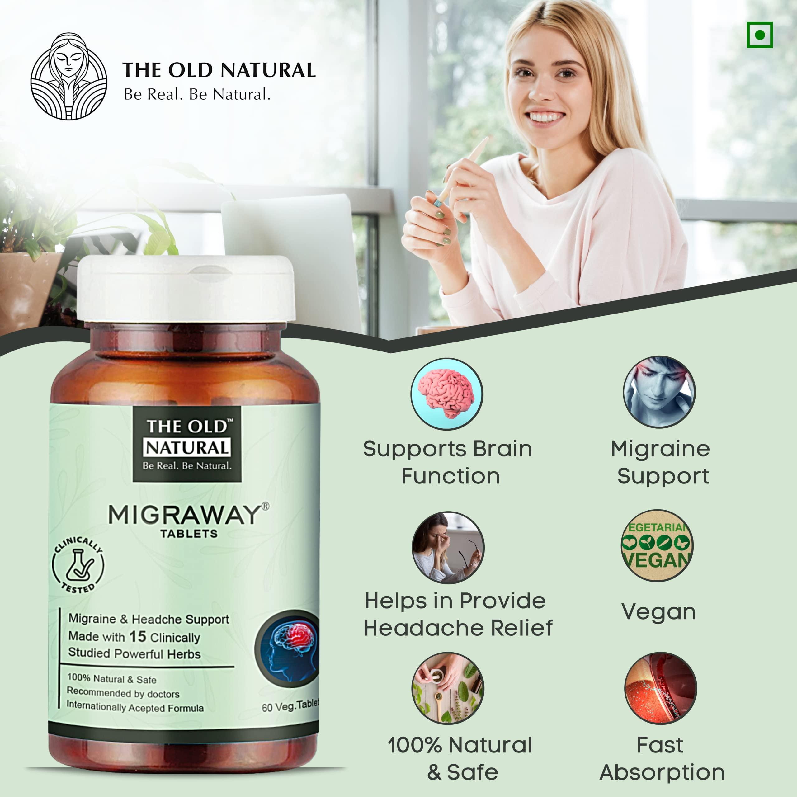The Old Natural The Old Natural Migraway 300 Tablets I Clinically Proven formula for Migraine Relief - (Pack of 5-300 Tablets)