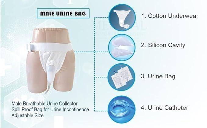 KYKHT KYKHT Urinal For Men, Urine Collect Bag, Reusable Silicone Urine Collector Portable Wearable Male Urinary Drainage Bag System For Adults, White