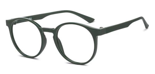 LENSKART BLU LENSKART BLU | Bluecut Computer Eyeglasses | Green Full Rim Round | For Men & Women | Large | LB E14453
