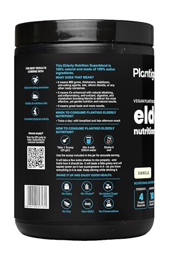 PLANTIGO Plantigo Superior 51+ Plant Protein Powder for Senior Adults | Elders, Old Men & Women | No Sugar, 14 Calories | Pea Protein, Oats | Heart Health & Muscle Recovery, Vegan Protein (Vanilla - 500g)