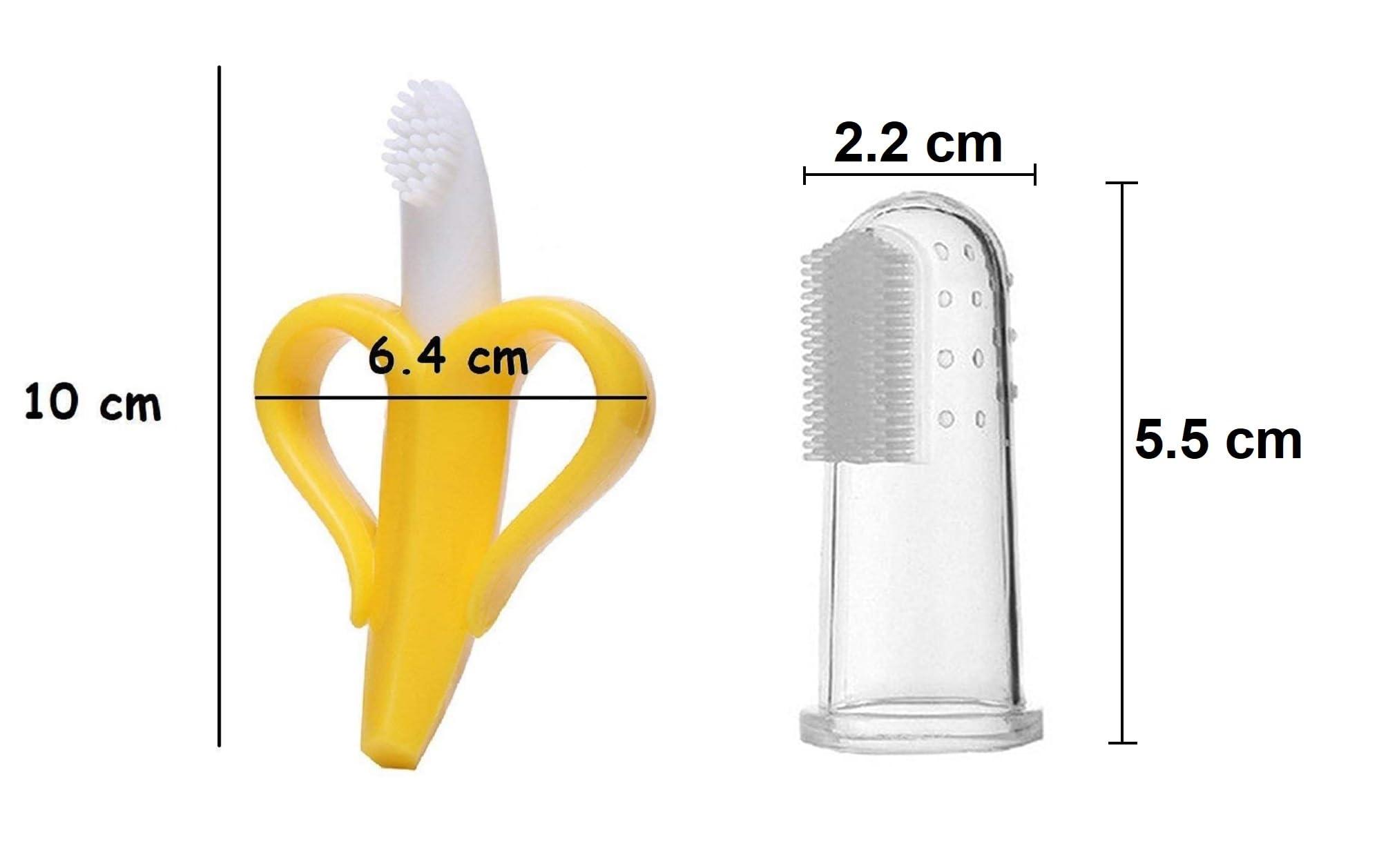 Generic Enorme Silicone Banana Shaped Toothbrush Teether and Baby Silicone Finger Toothbrush with case for Babies