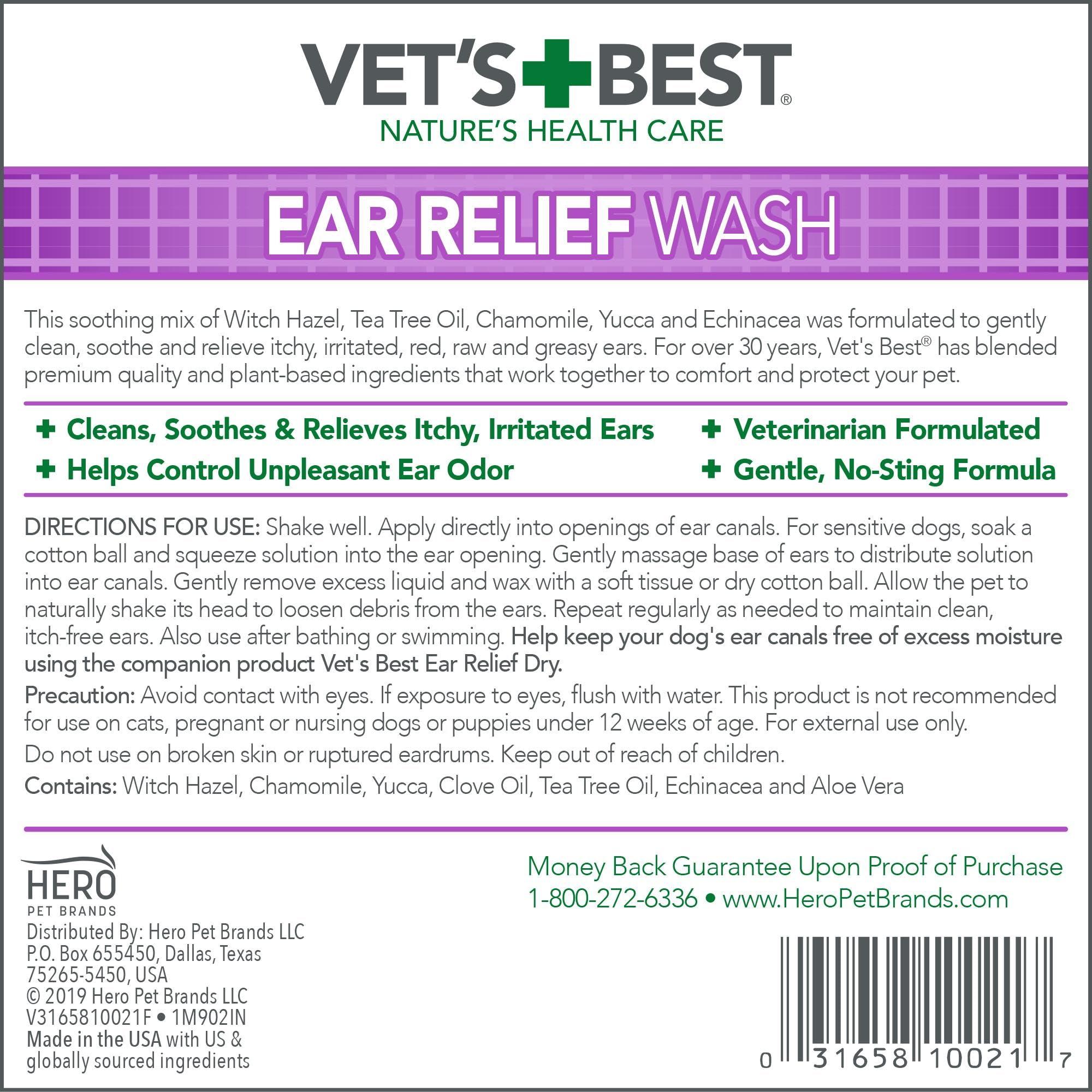 Vet\'s Best Vet\'s Best Ear Relief Wash Cleaner for Dogs, 4 oz
