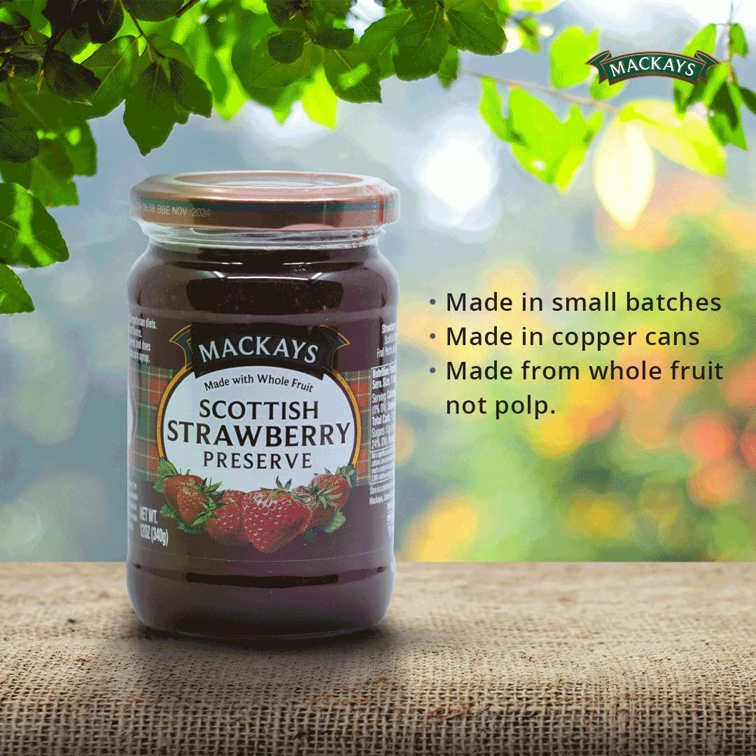 Mackays Mackays Scottish Strawberry Preserve Jam For Bread | Made In Small Batches | Vegan | No Artificial Color And Flavor | Gluten Free | Made With Whole Fruits - 340gm