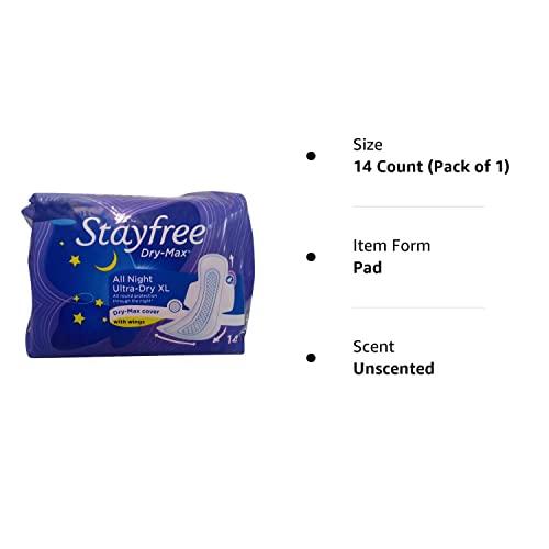 Stayfree Stayfree Dry-Max All Night Ultra Dry Sanitary Pads for women- XL (With Wings), 14 Pieces Pack