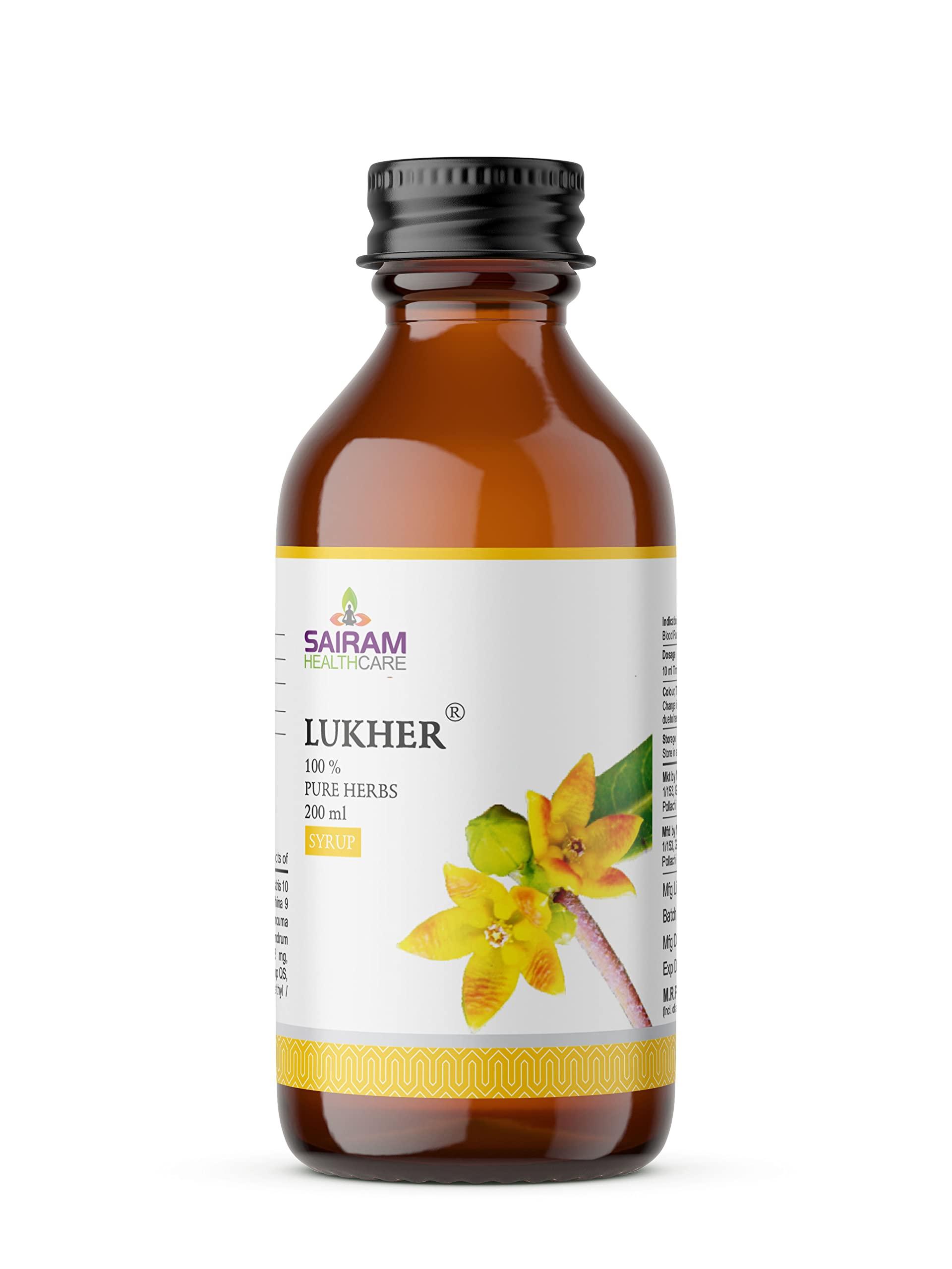 LUKHER Lukher Syrup for Blood Purifier - Ayurvedic Syrup for Acne & Pimples, Skin Blemishes, Boils, and Skin Allergies - Natural Supplements Composed of 100% Pure Herbs (200 ml (Pack of 1))