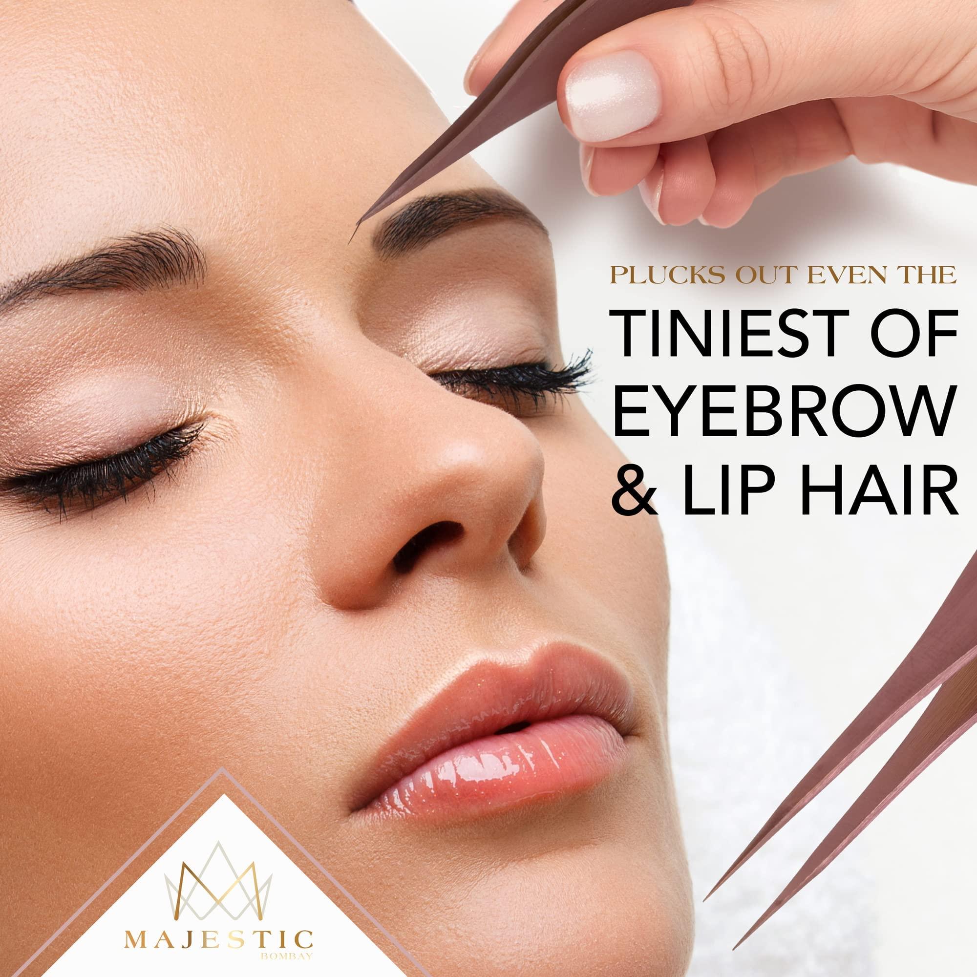 Majestic Bombay Majestic Bombay Fine Point Tweezers for Women and Men Splinter Ticks, Facial, Brow and Ingrown Hair RemovalSharp, Needle Nose, Surgical Tweezers Precision Pluckers Best Tweezers for Chin Hair