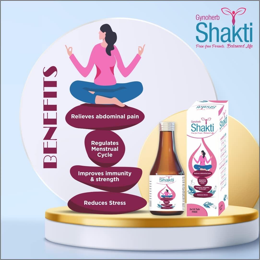 Drugs Laboratories Gynoherb Shakti Syrup |Relief From Period Cramps| Regularize Period Cycle| For All Period Problems| Syrup For Irregular Periods and Period Cramps|Gynoherb Shakti Tablets Free (2x10)| 200ml(Pack of 1)
