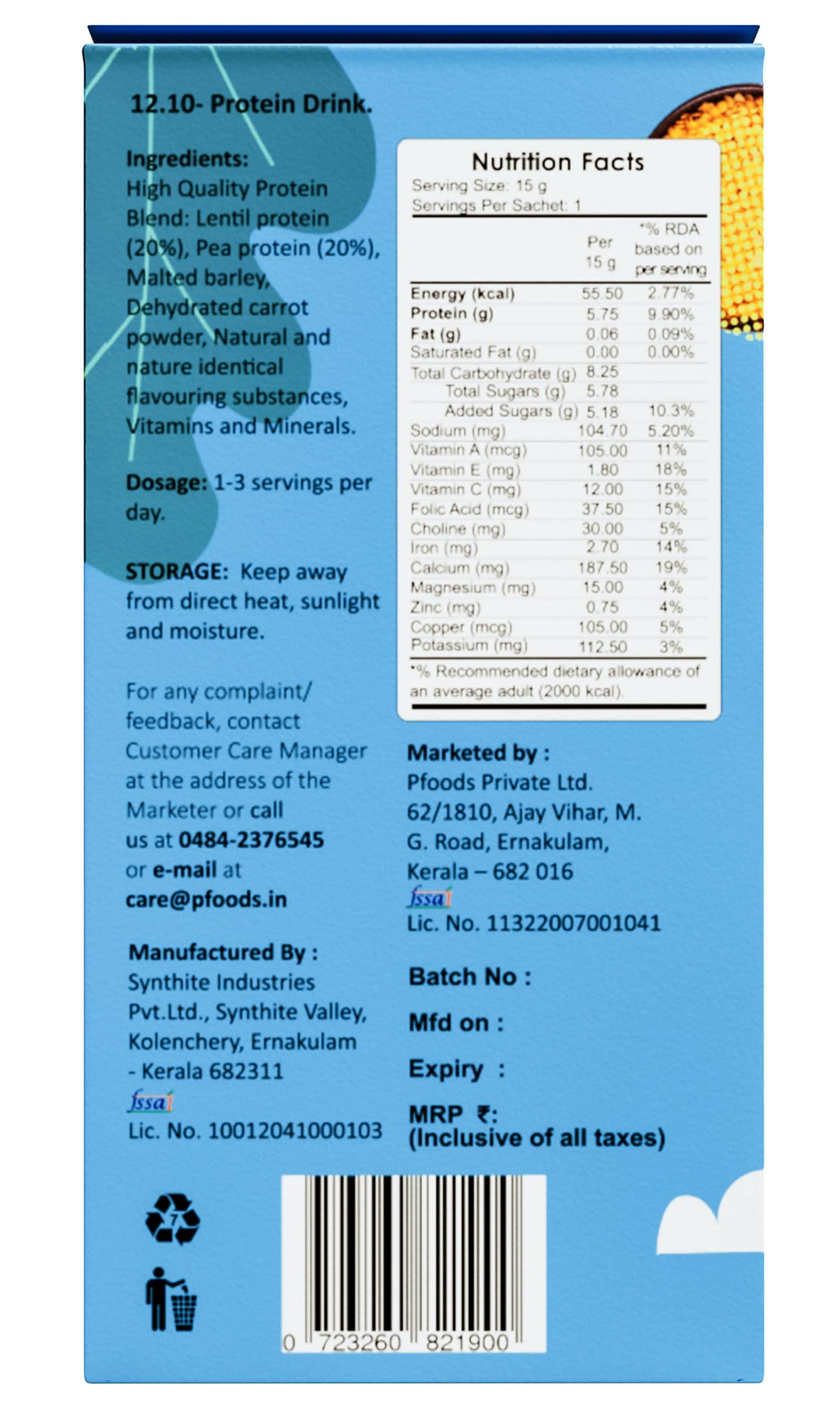 PLOTEIN PLOTEIN-Daily Plant Based Protein Powder |100% Plant Based| Vegan Plant Protein | Cocoa Flavor | Pea and Lentil Protein I 30 Sachets,15grams each | Soy Free | Dairy Free