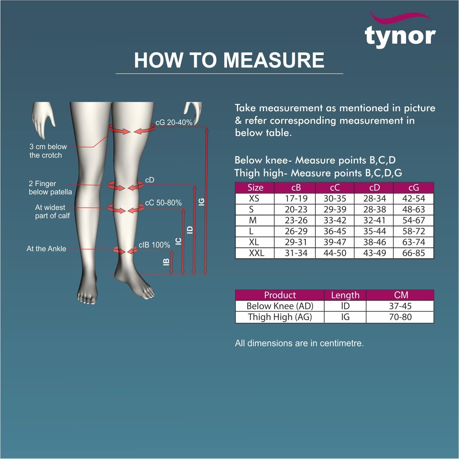 TYNOR Tynor Medical Compression Stocking Thigh High Class 2 (Pair) | for Pain Relief, Recovery, Improved Circulation | Open Toe Stocking Set for Men & Women  Pack of 2 (Beige, Large)