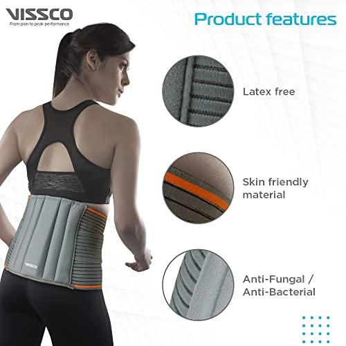 Vissco Vissco Lumbocare (Lumbo Sacral Belt), Back Support Belt for the Spine & Relieves Pain, Lower Back Brace Support, Back Pain Relief, Can be used for Slip disc - Large (Grey)