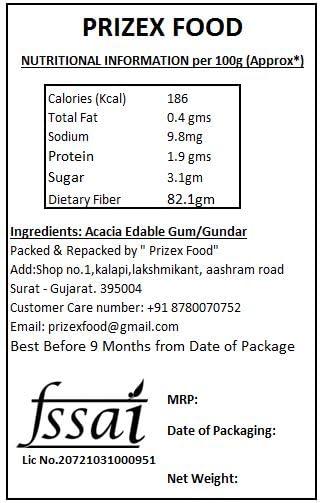 Prizex Prizex Acacia Edible Gum, Acacia Gum, Gond Edible Gum (500 GM)