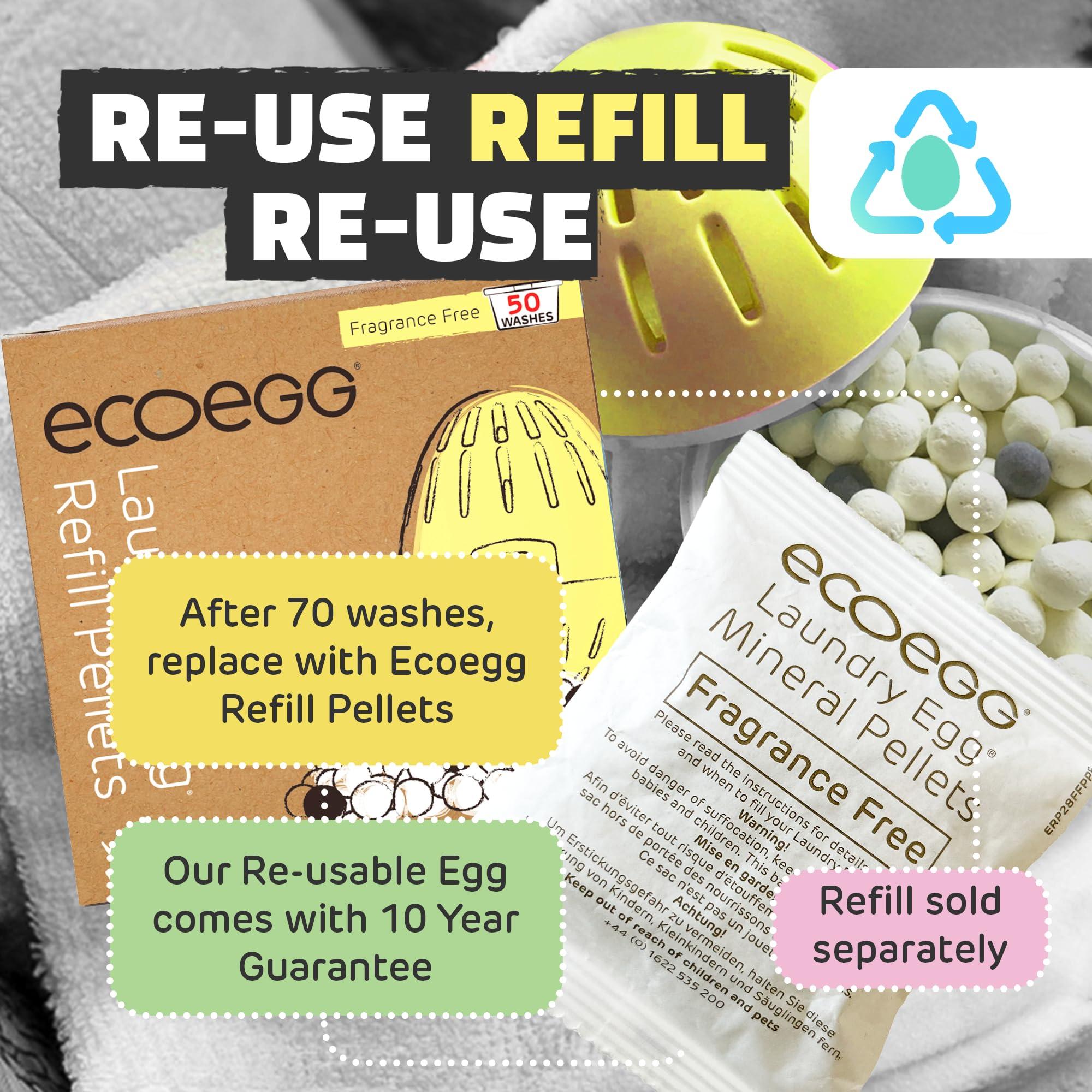 Ecoegg Ecoegg Laundry Egg | Detergent & Fabric Conditioner Replacement | Non bio, no enzymes, phosphates, bleach | Sensitive Skin | Orange Blossom 70 Washes (Fragrance Free)