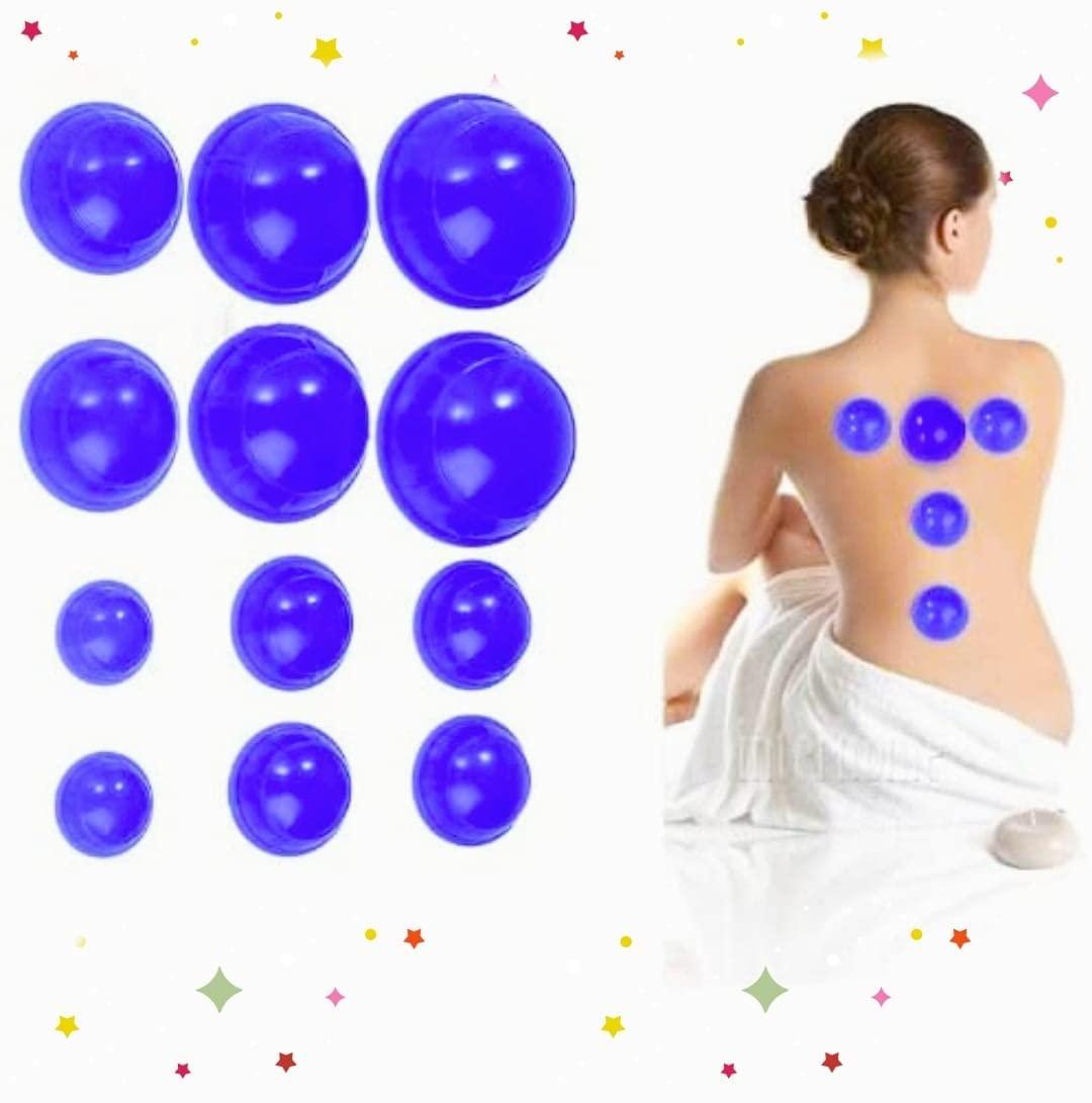 AHCS AHCS 12 Pcs/Set Silicone Set Acupressure Acupuncture Cupping Therapy Set Body Massage Cup Set Vacuum Massage Cupping For Pain Relief Muscle Relaxation Multicolour