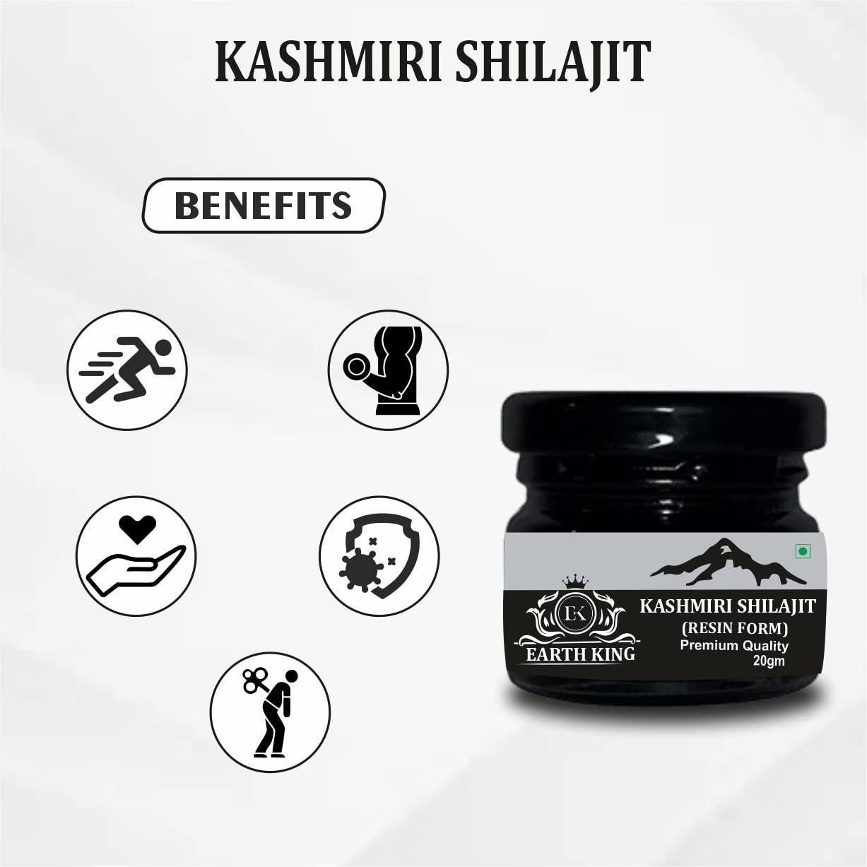 EARTH KING EARTH KING Kashmiri Shilajit/Shilajeet Resin | Raw Shilajit | Shudh Shilajit | Original Shilajit (Semi Liquid) - 20G with Pure A++ Grade Kashmiri Saffron 1GM Combo Pack