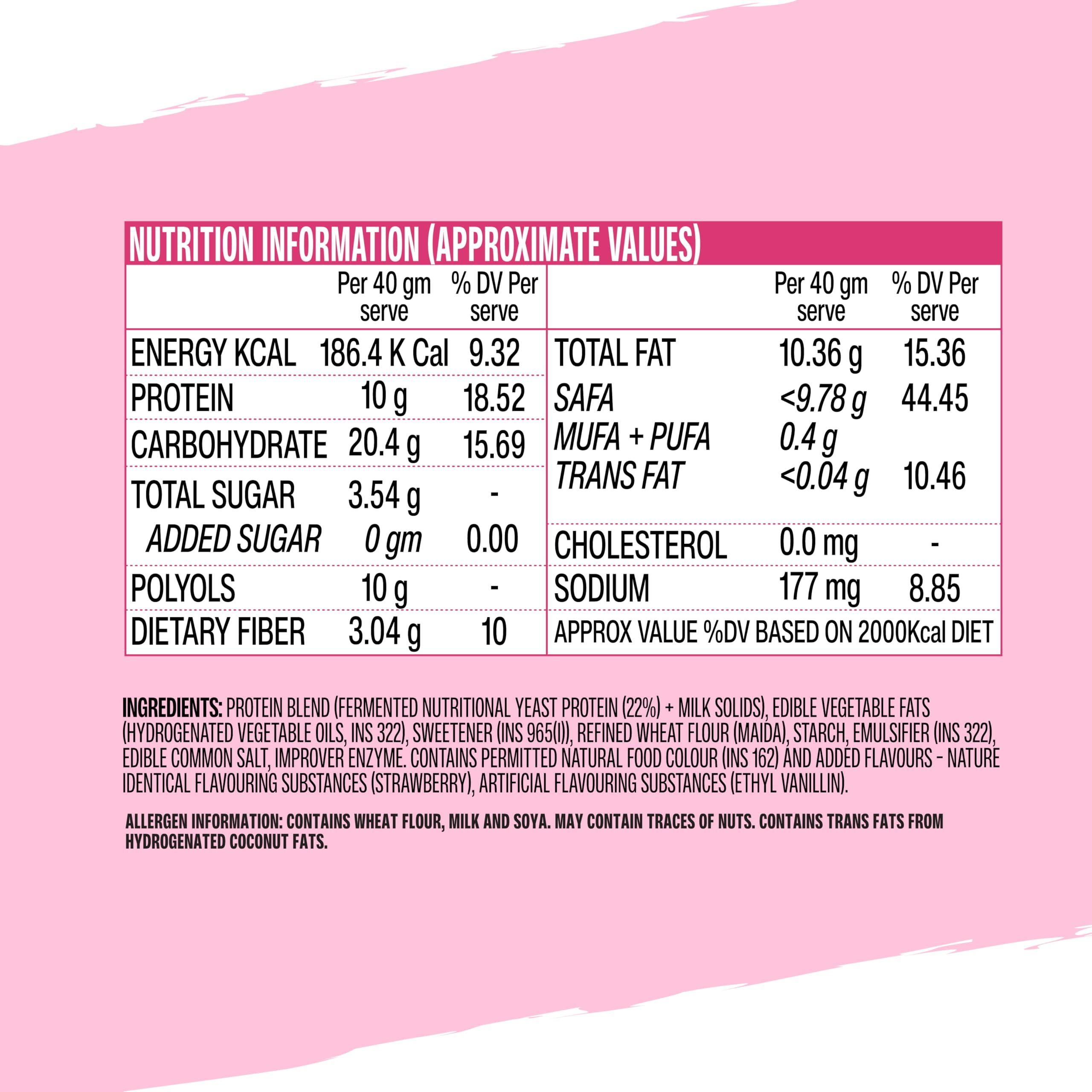 Superyou SuperYou Strawberry Protein Wafer Bars (Pack of 10)|10g Protein, 3g Fiber, No Added Sugar|Yeast Fermented Protein|Energy Bars|Crunchy Wafer Bar|100% Vegetarian|No Palm Oil|400g