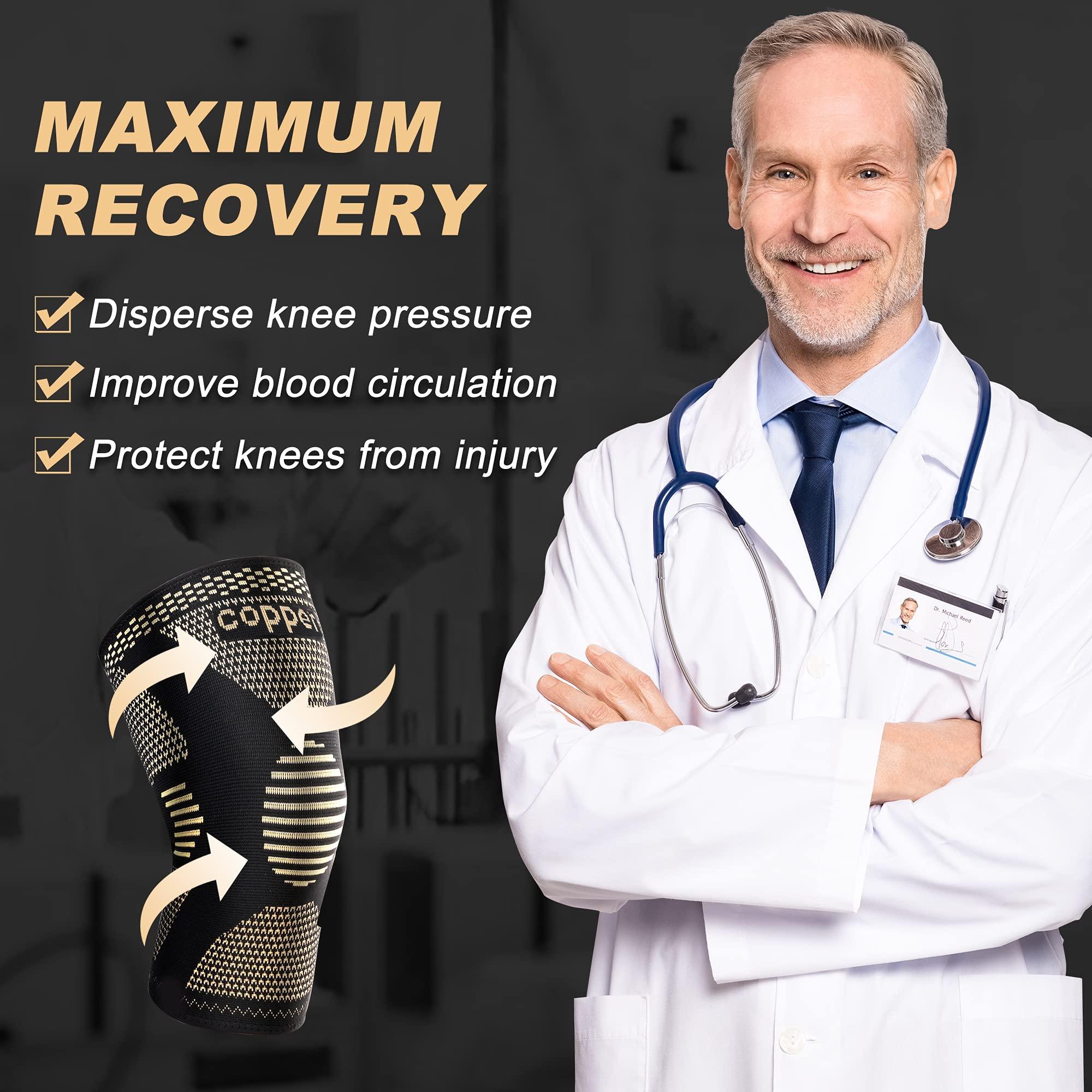 JHVW JHVW Copper Knee Braces for Knee Pain(2 pack)- Knee Compression Sleeve Support for Men & Women,Arthritis,Working Out