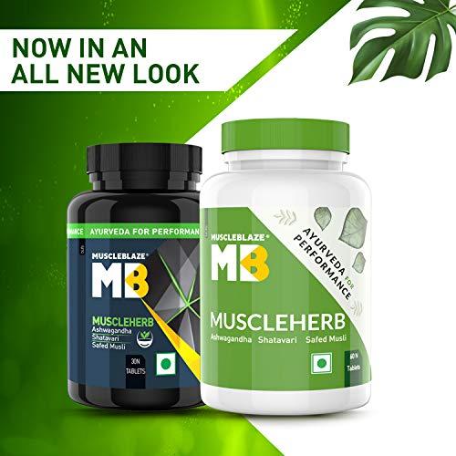 MuscleBlaze MuscleBlaze MuscleHerb, Ashwagandha, Shatavari and Safed Musli, For Muscle Gain & Performance, Ayurveda For Performance, Ayush Approved, 60 Tablets