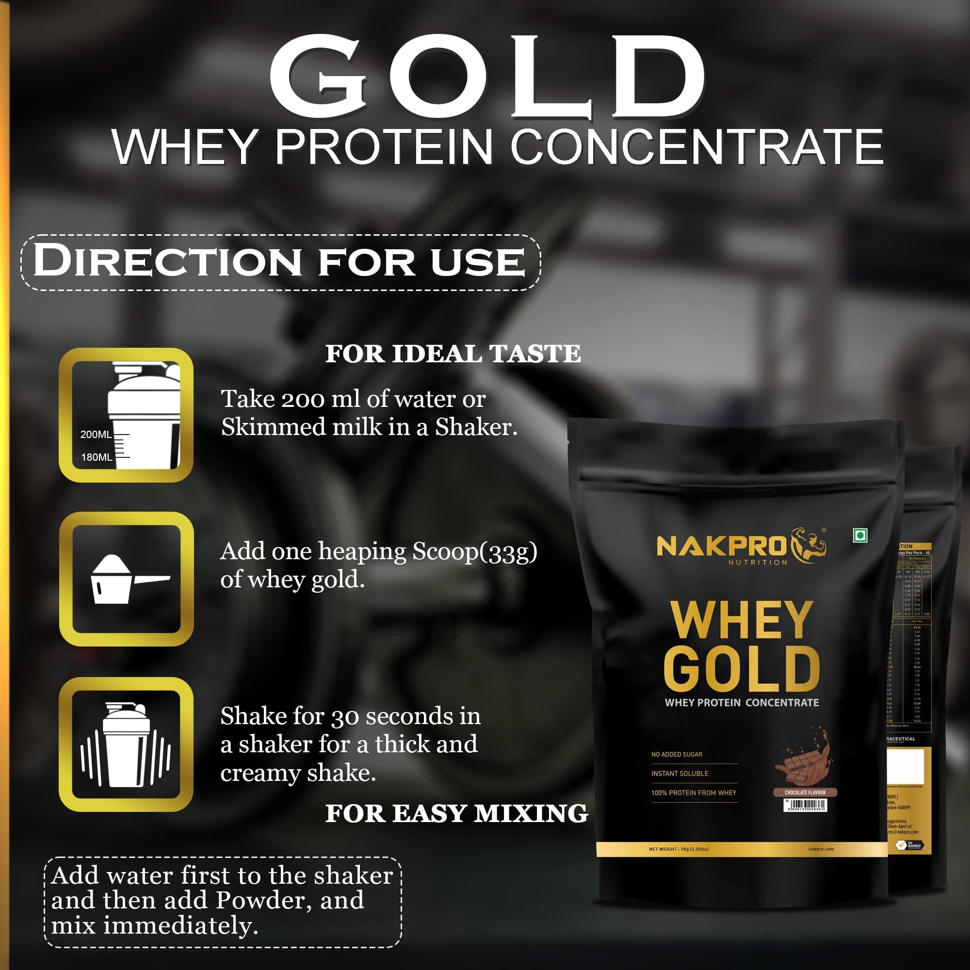 NAKPRO Nakpro Gold 100% Whey Protein Concentrate, 1 Kg Chocolate with 100g Creatine - Tangy Orange | Easy Mixing, Low Carbs, Easy Digesting Whey Protein Supplement Powder (Combo Pack)