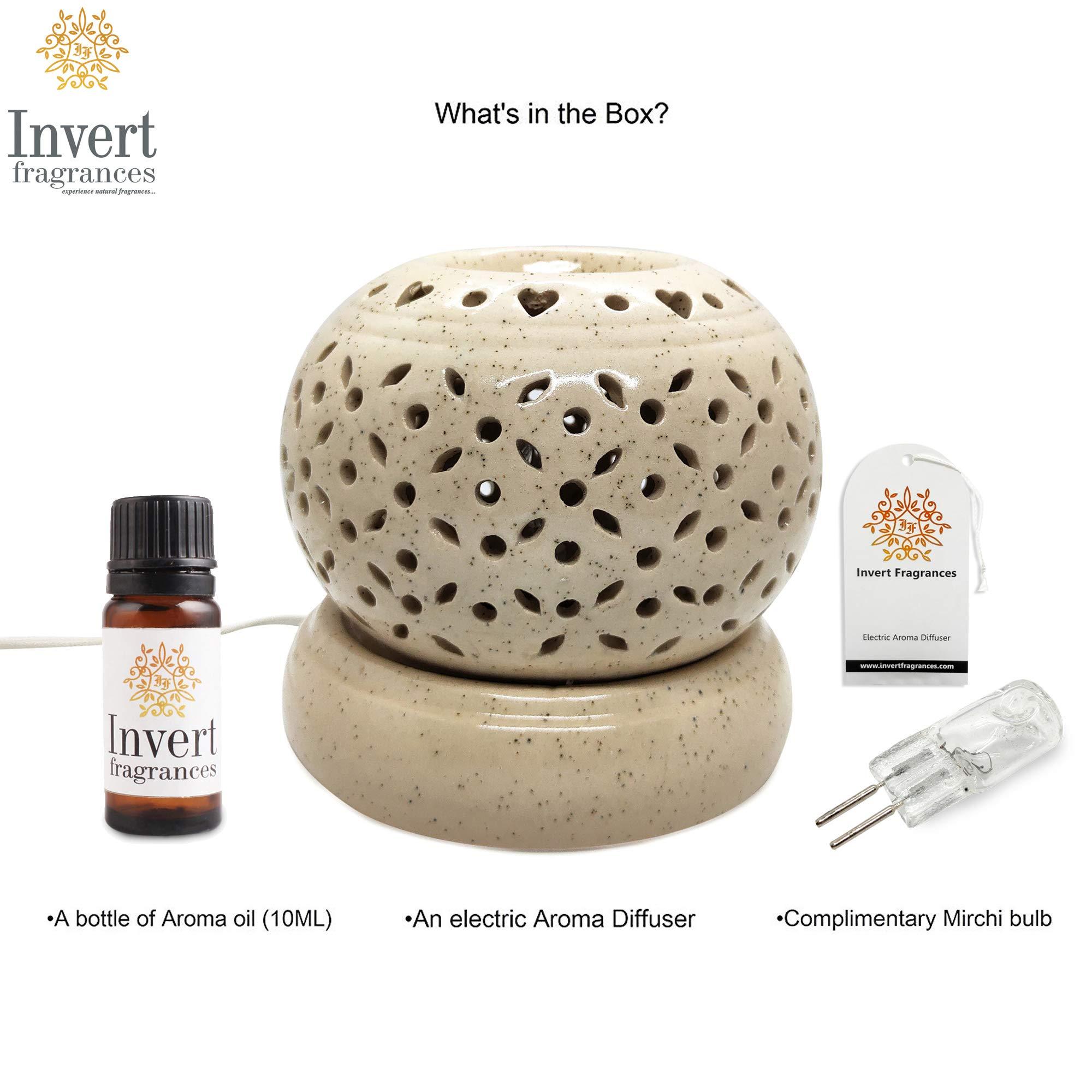 Invert Fragrances Invert Fragrances Sphere Shape Ceramic Electric Aroma Oil Diffuser Natural Air Freshener with Fragrance for Home, Office Fragrance : Lavender Oil