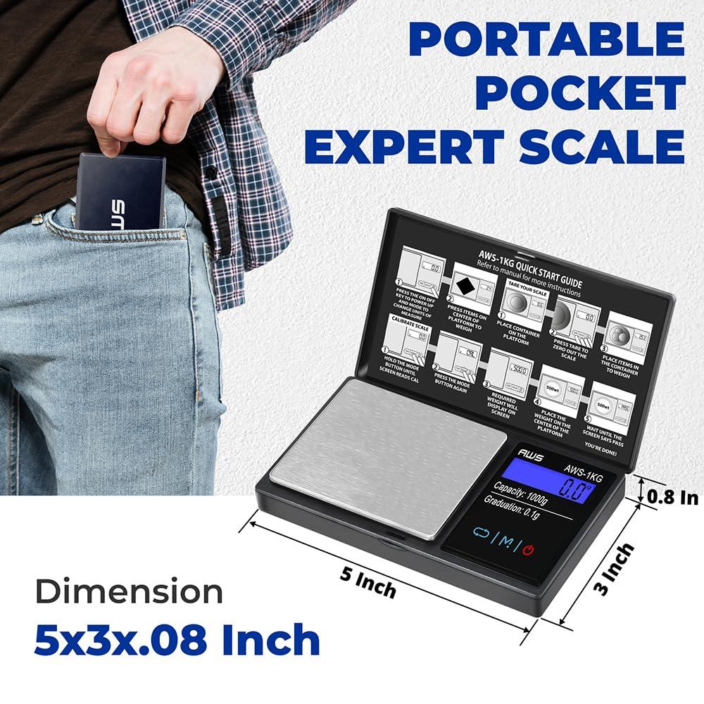 AMERICAN WEIGH SCALES American Weigh Scales AWS 1KG Digital Pocket Scale, 1000 x 0.1g