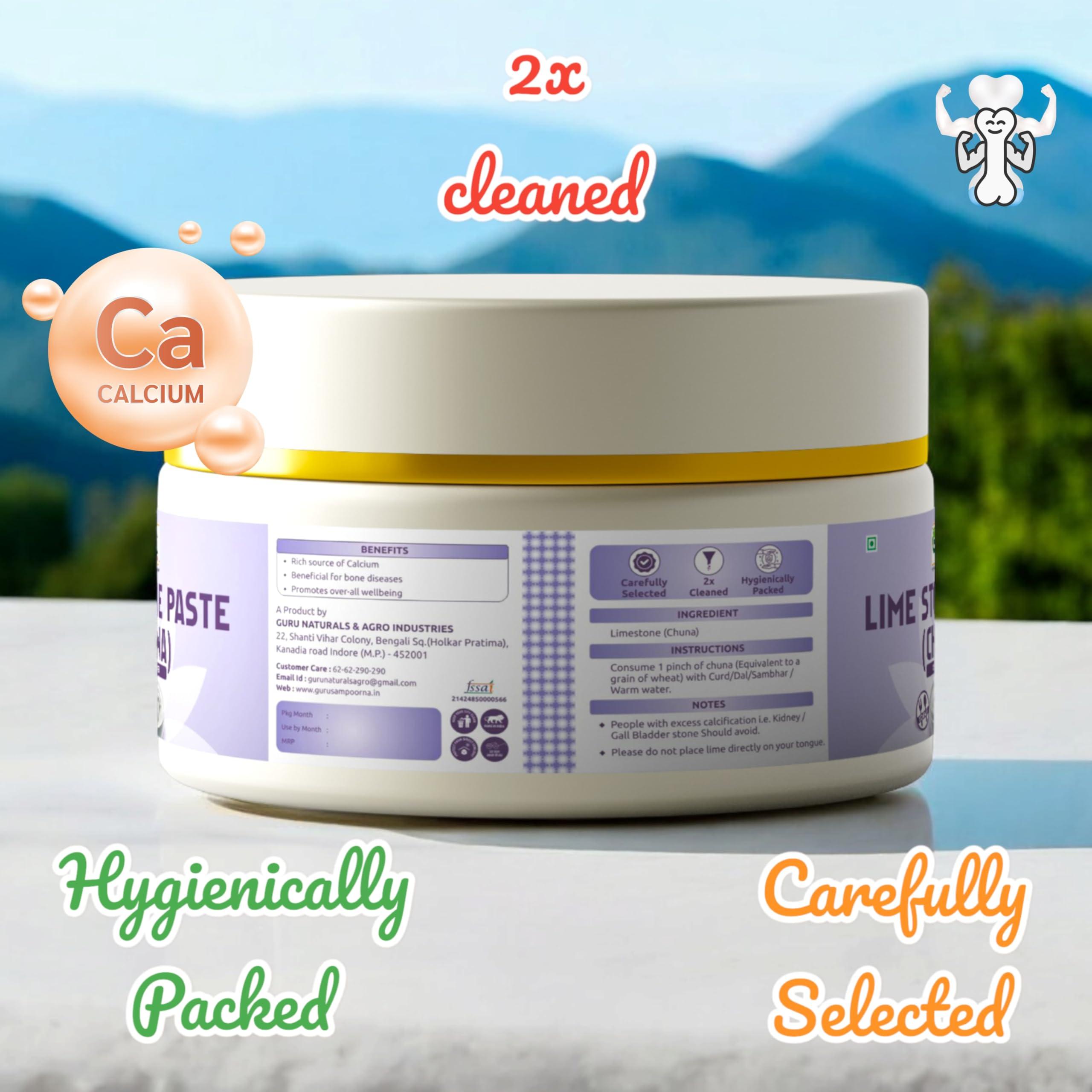 GURU SAMPOORNA TAAJA GURU Lime Stone (Chuna) Edible | 150 gm | Good For Health, Paan Chuna Paste