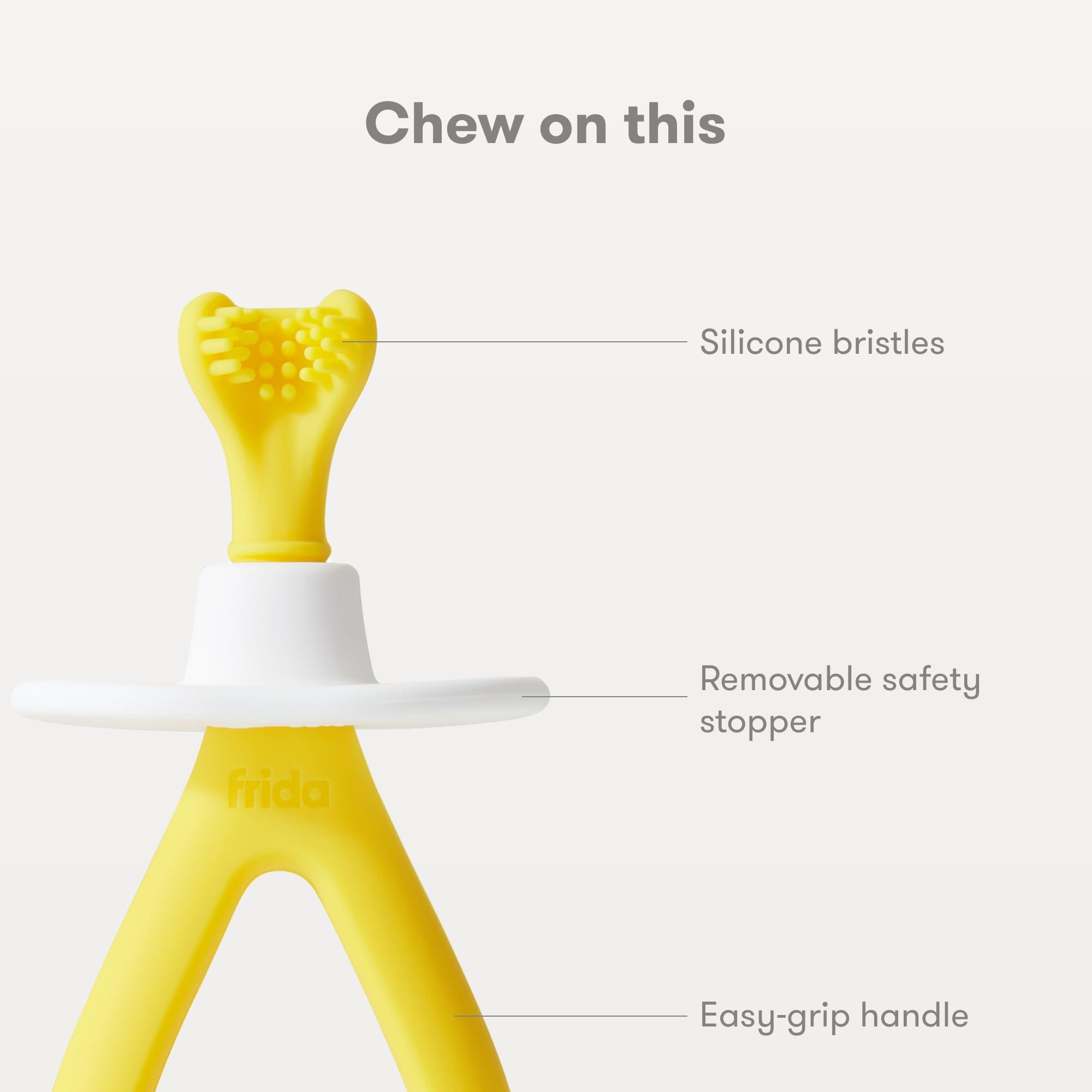 Frida Baby Frida Baby Infant Training Toothbrush For Babies With Soft Silicone Bristles,Yellow