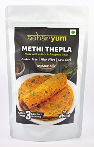 aaharyum Methi Thepla | Gluten Free | No Wheat | Fenugreek Leaves | Instant Soft Theplas | Pack of 2