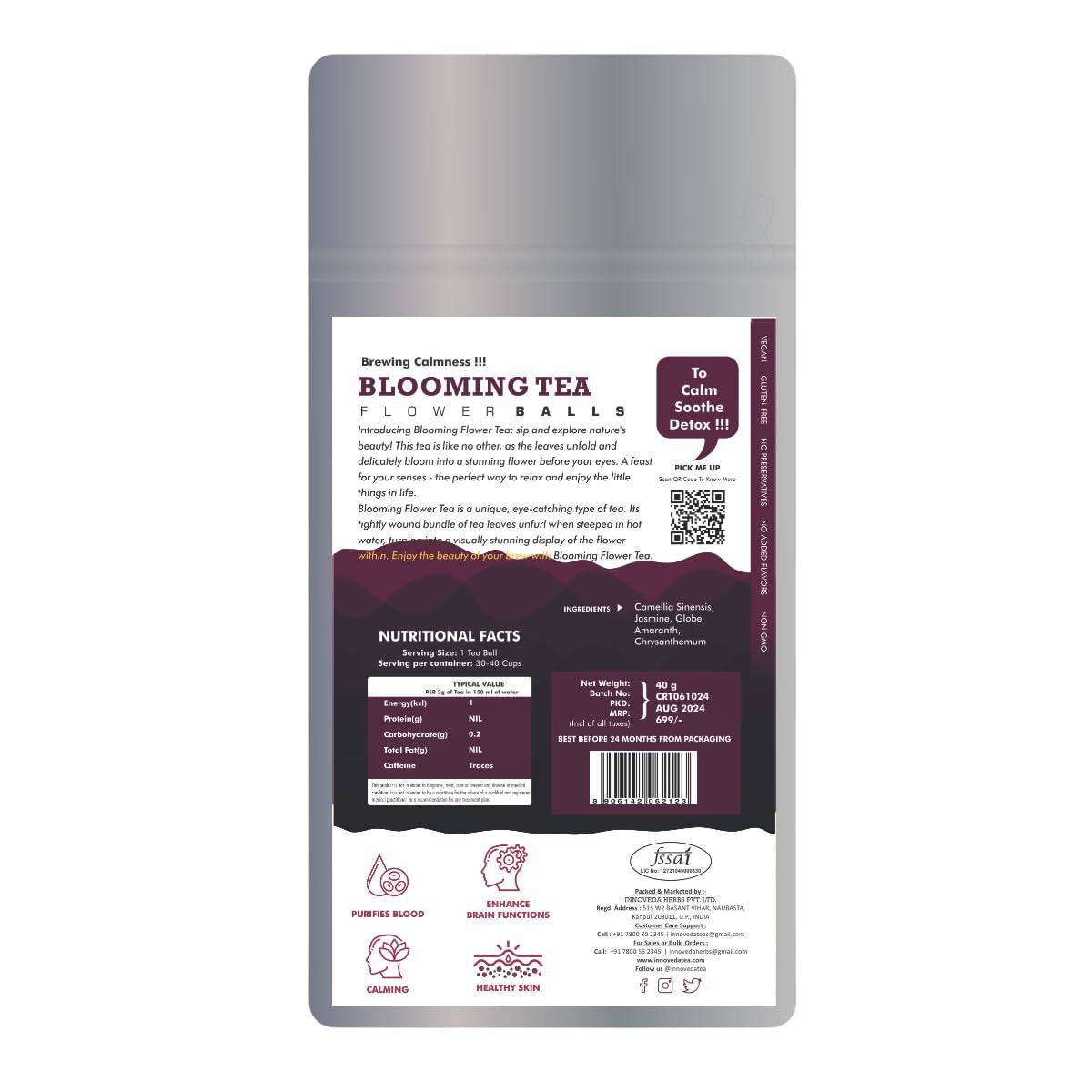 INNOVEDA Blooming Tea | Flower Tea Balls 30 Tea Cups (5 Tea Balls)