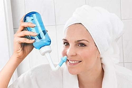 HANNEA HANNEA® Neti Pots for Sinus Rinse Bottle Nose Wash Cleaner Pressure Rinse Nasal Irrigation for Adult & Kid BPA Free 300 ML with 10 Nasal Wash Salt Packets and Sticker