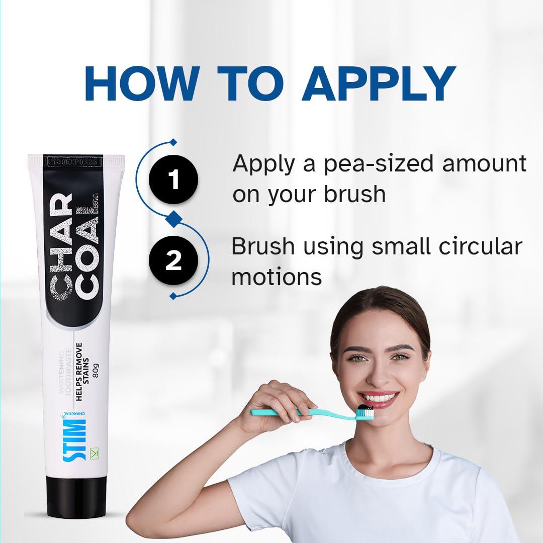 STIM STIM Charcoal Toothpaste For Natural Whitening (80g) Pack of 3