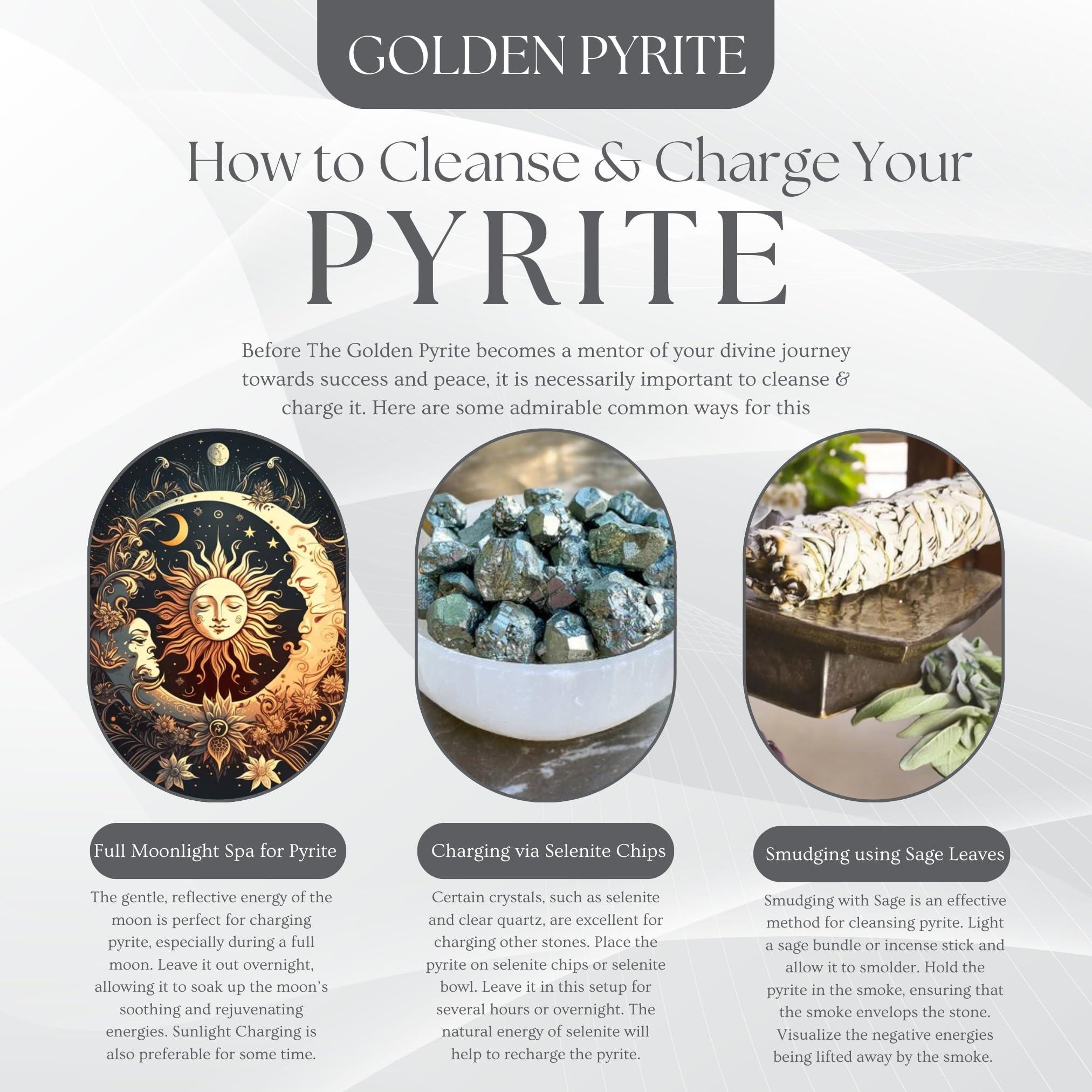 Golden Pyrite Golden Pyrite Original Cluster Stone - Natural Energised Golden Pyrite for Healing, Willpower, Money Manifestation, Vastu, and Business - Certified Original Pyrite (50 Grams Plus Approx.)