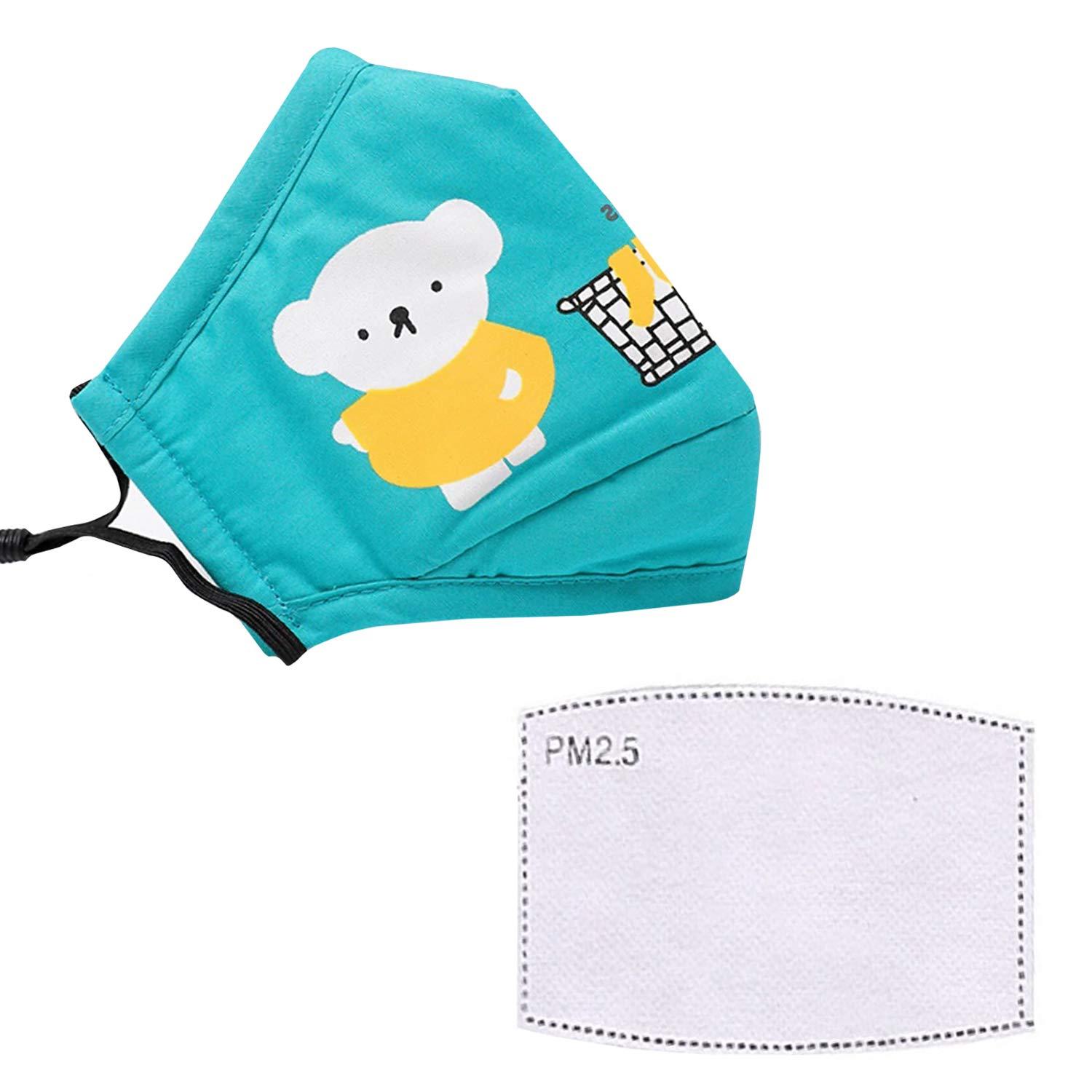 VRITRAZ VRITRAZ Kids Children PM 2.5 Washable and Reusable Anti Pollution Dust Face Mask with Replaceable Filter PandaGreen