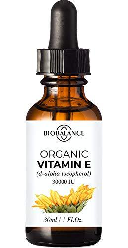 Bio Balance Bio Balance Organic Vitamin E, d-alpha tocopherol, 30,000 IU, Derived form Organic Sunflower Oil, 100% Pure & Undiluted, Soy/Gluten/GMO Free, Glass Bottle, 30ml